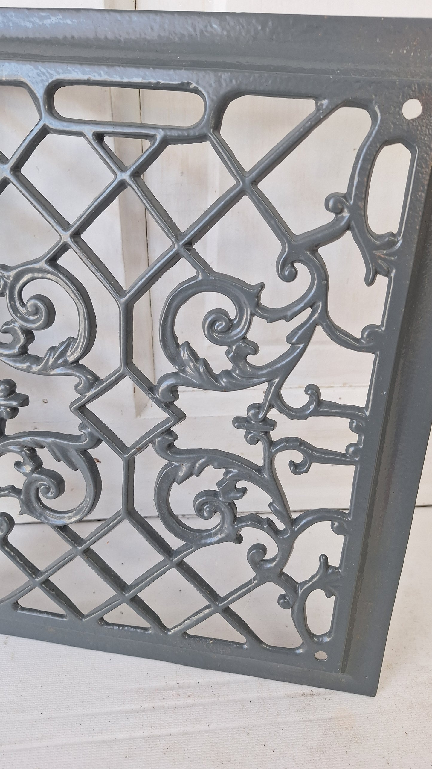 10 x 12 Ornate Raised Wall Vent Cover, Antique Cast Iron Ornate Register Cover