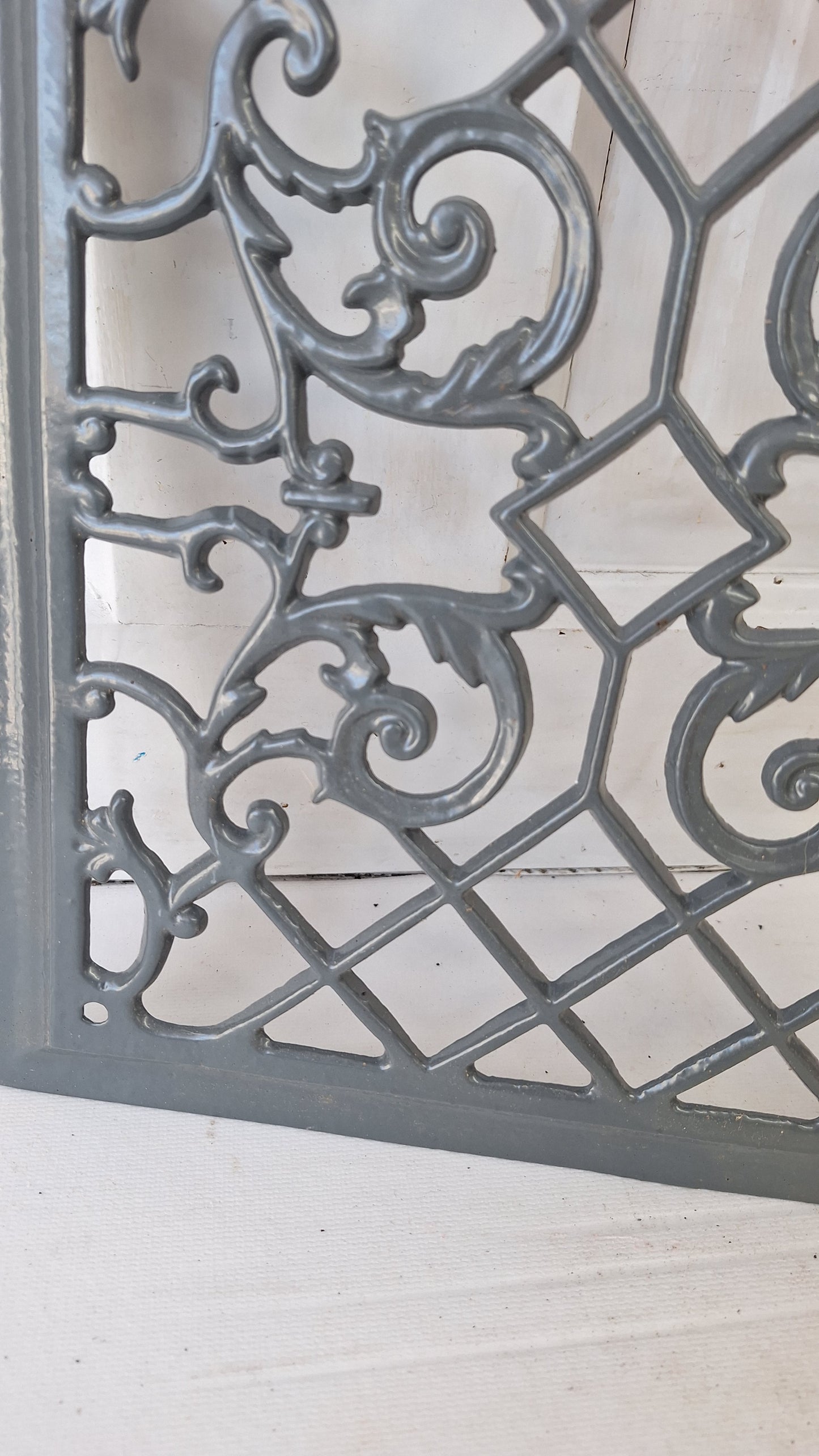 10 x 12 Ornate Raised Wall Vent Cover, Antique Cast Iron Ornate Register Cover