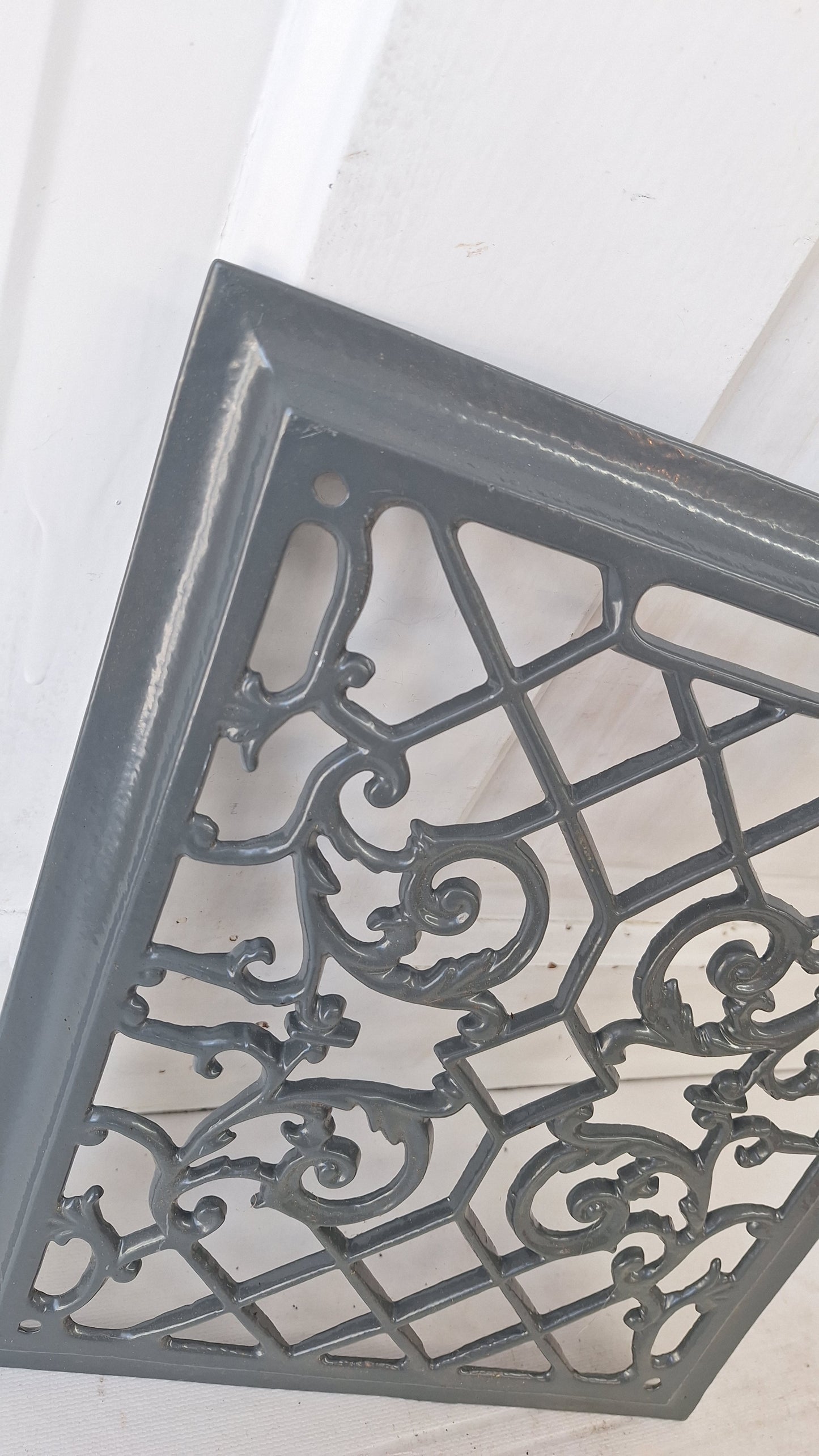 10 x 12 Ornate Raised Wall Vent Cover, Antique Cast Iron Ornate Register Cover