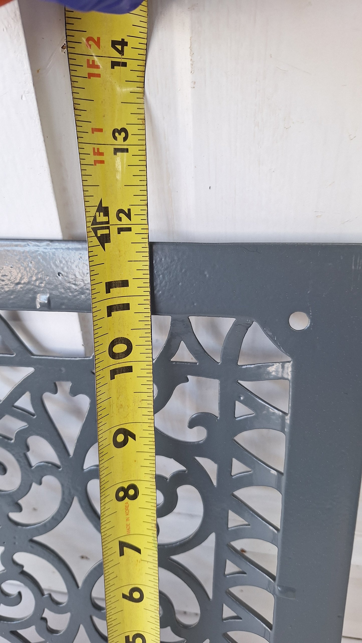 10 x 12 Victorian Raised Wall Vent Cover, Antique Cast Iron Ornate Register Grate