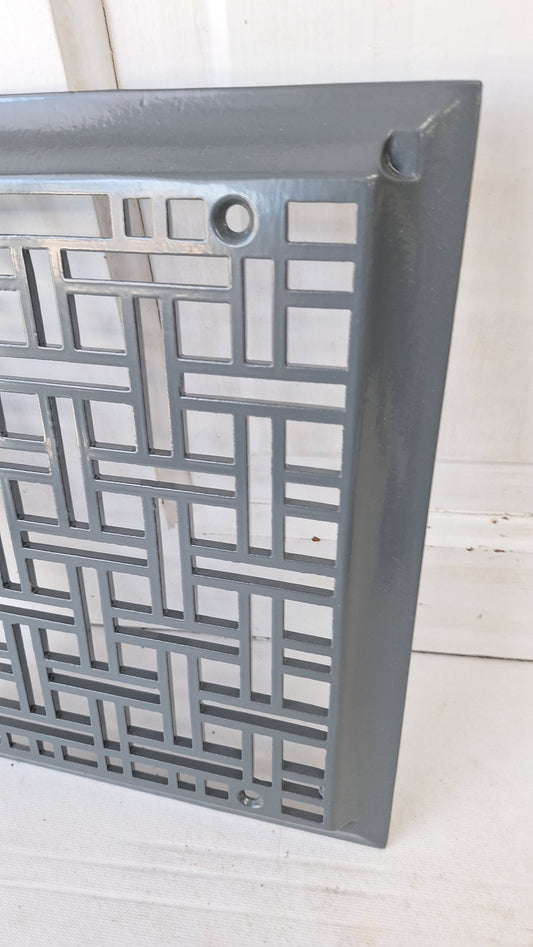 10 x 12 Geometric Design Iron Vent Cover, Antique Register Cover Weave Pattern