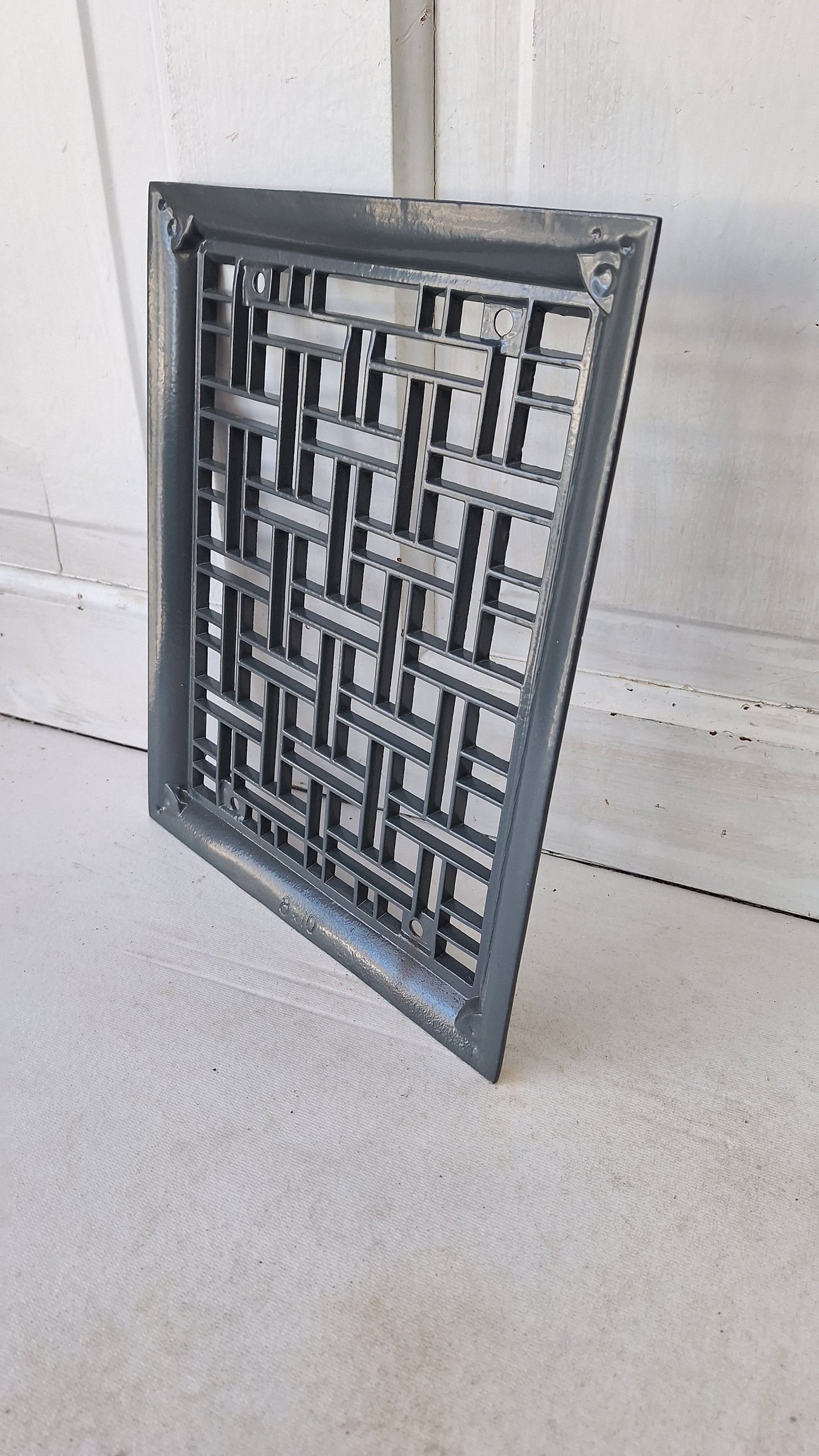 10 x 12 Geometric Design Iron Vent Cover, Antique Register Cover Weave Pattern