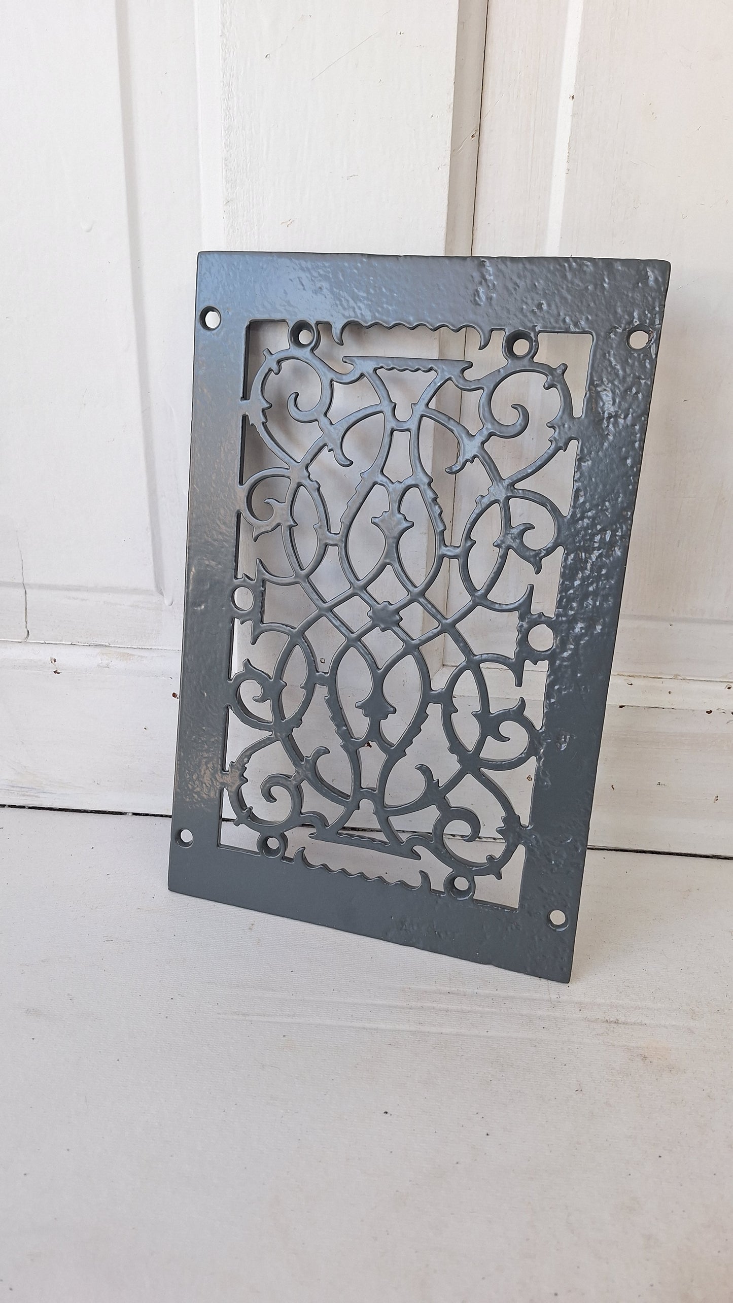 8 x 12 Ornate Victorian Vent Cover, Antique Cast Iron Heating Register Grate