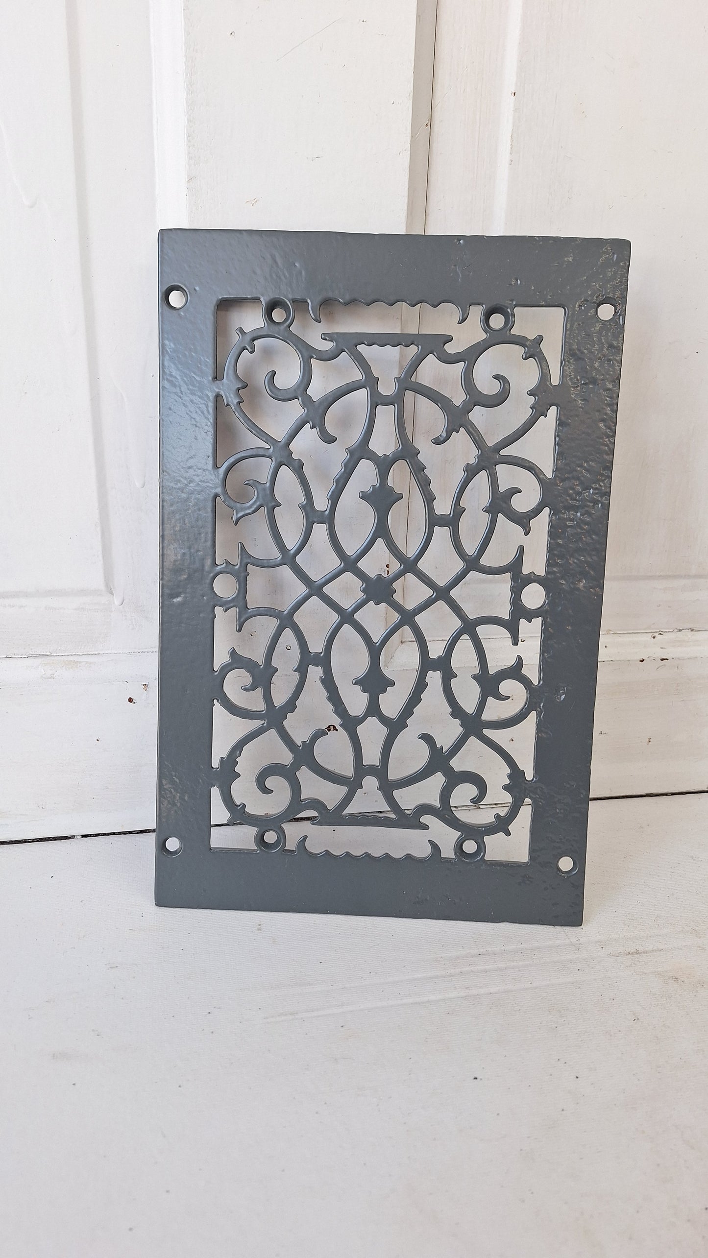 8 x 12 Ornate Victorian Vent Cover, Antique Cast Iron Heating Register Grate