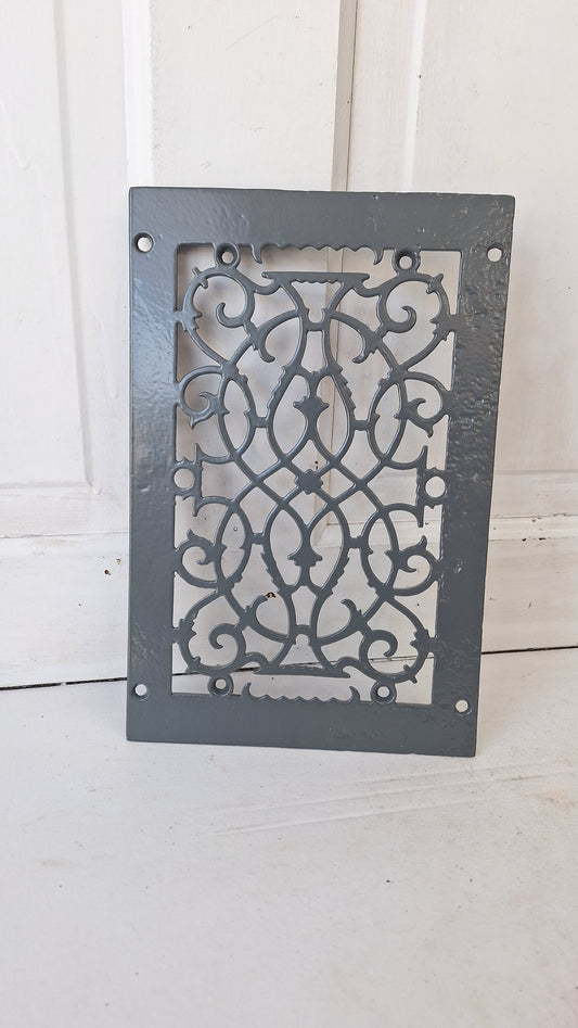8 x 12 Ornate Victorian Vent Cover, Antique Cast Iron Heating Register Grate