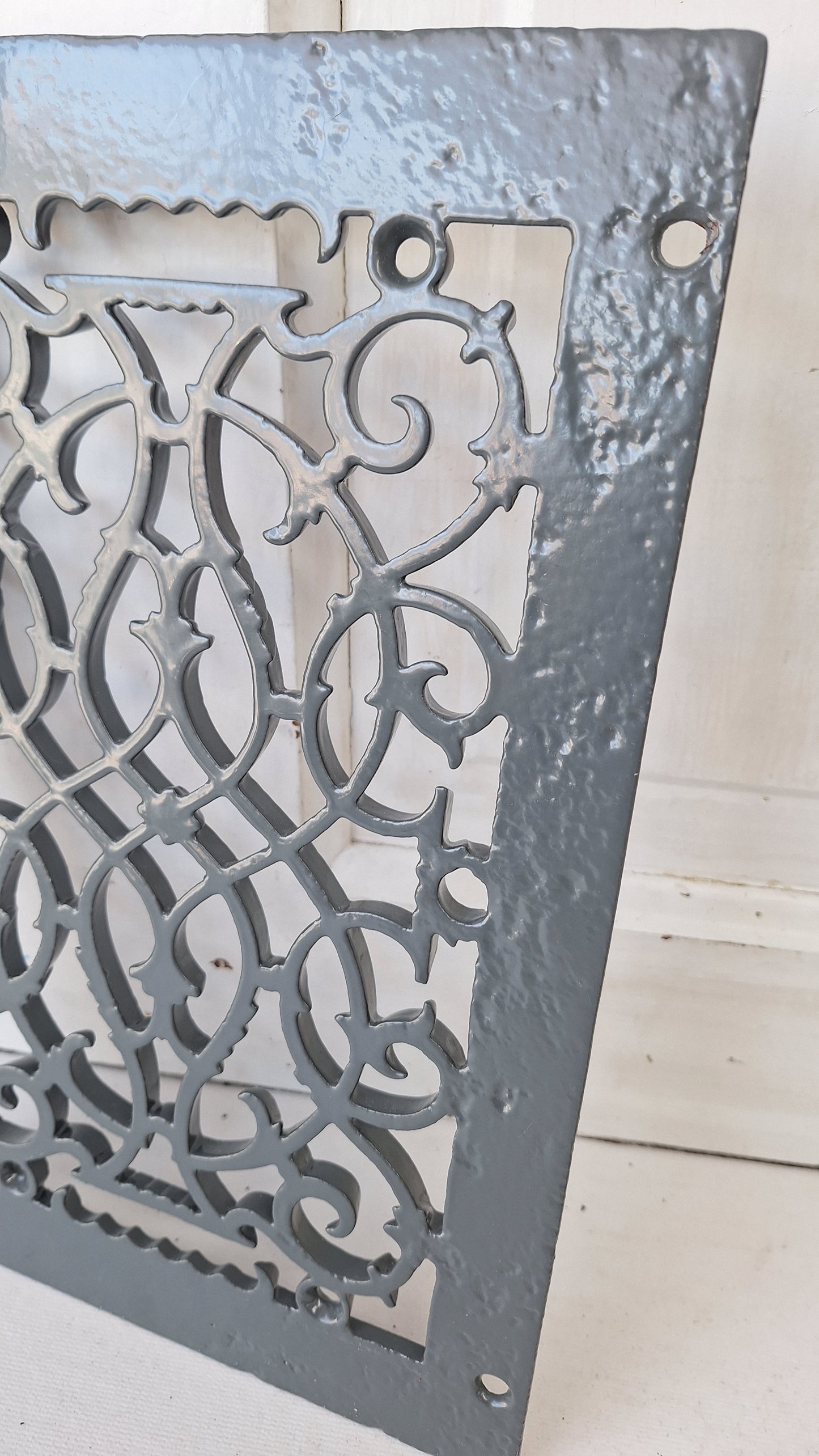 8 x 12 Ornate Victorian Vent Cover, Antique Cast Iron Heating Register Grate