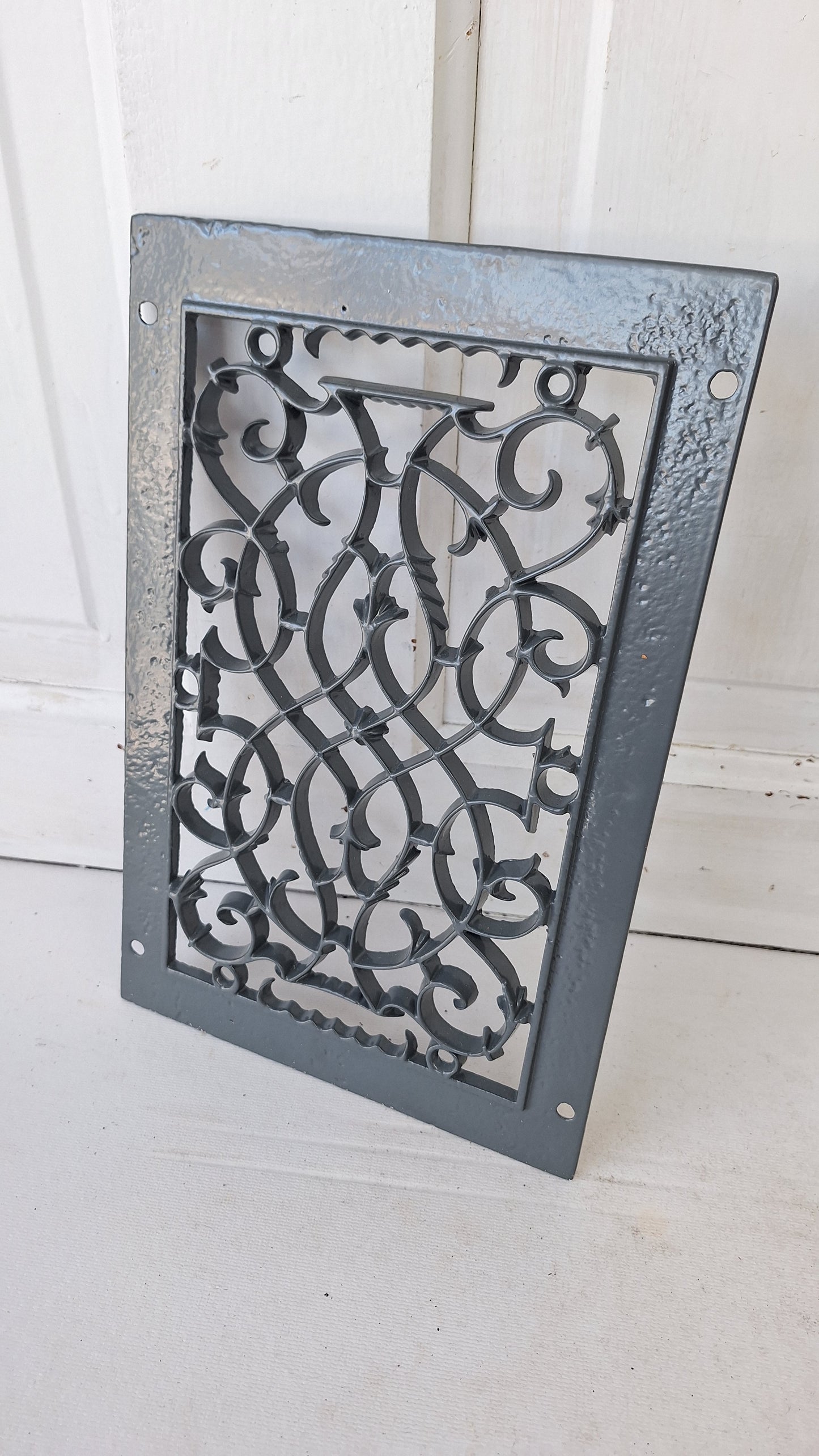8 x 12 Ornate Victorian Vent Cover, Antique Cast Iron Heating Register Grate