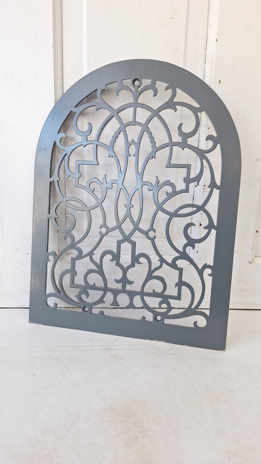 Victorian Era Arched Wall Vent Cover, Antique Heat Register Iron Grate