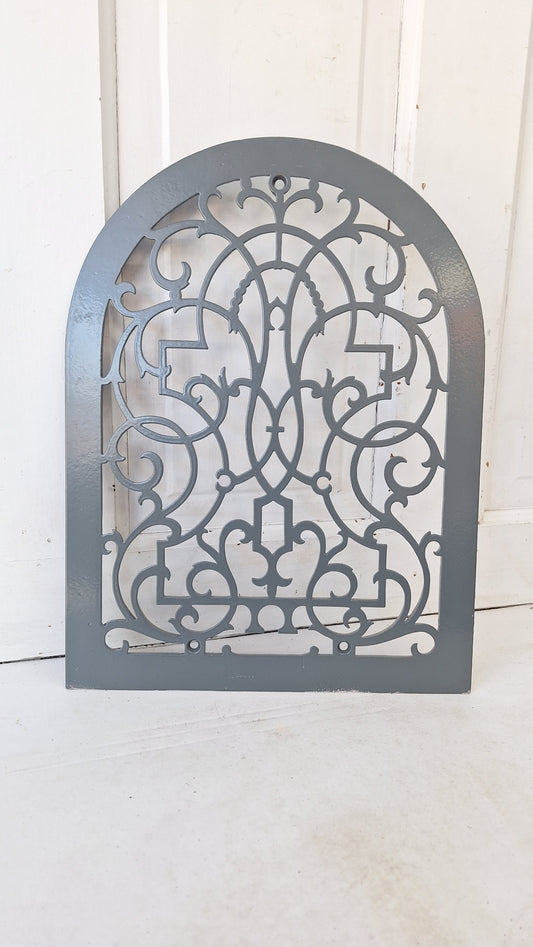 Victorian Era Arched Wall Vent Cover, Antique Heat Register Iron Grate
