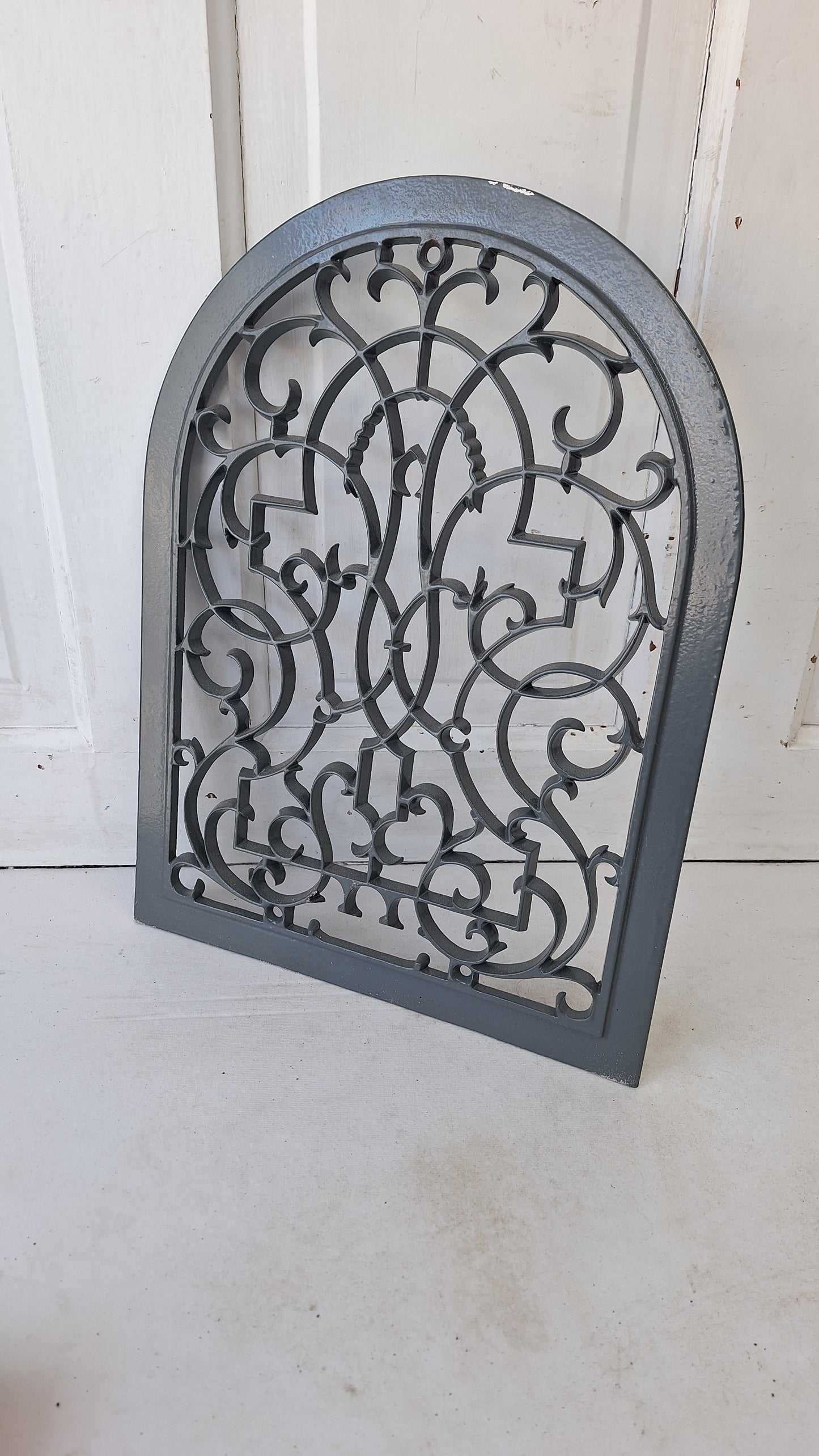 Victorian Era Arched Wall Vent Cover, Antique Heat Register Iron Grate