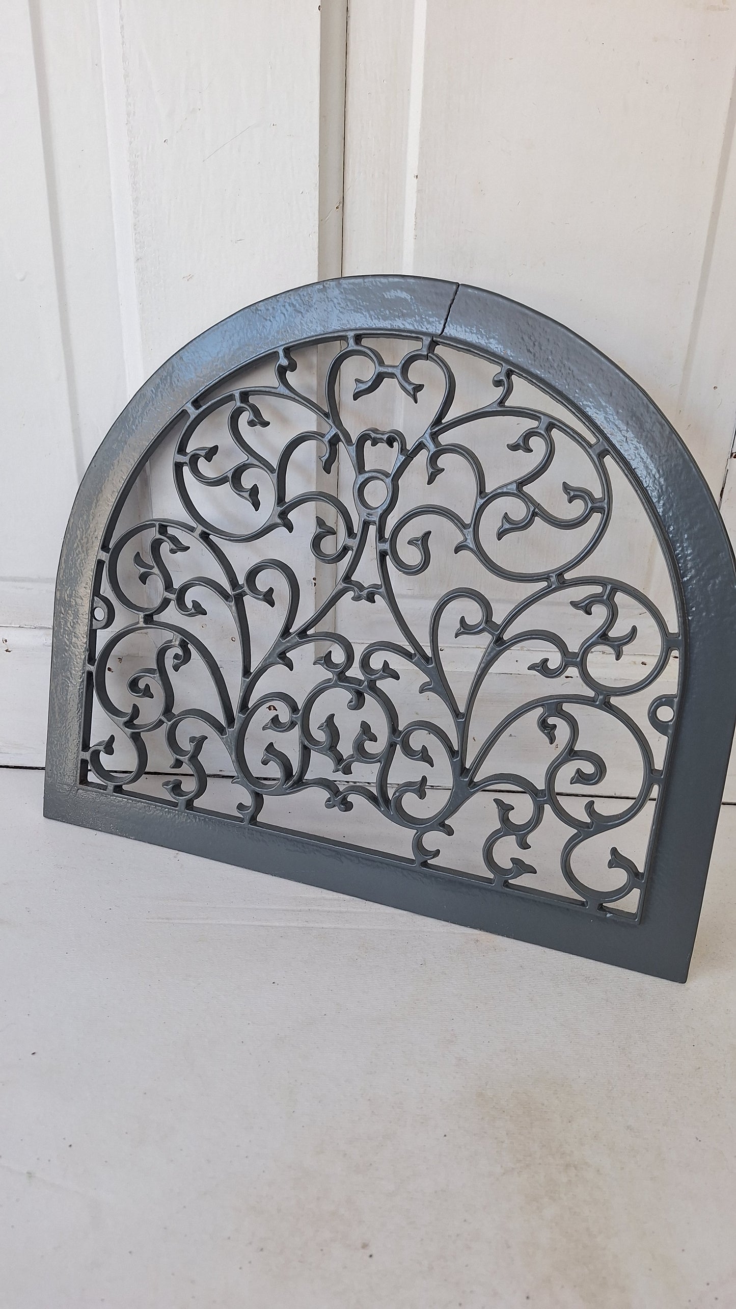 Victorian Era Arched Wall Vent Cover, Antique Heat Register Iron Grate