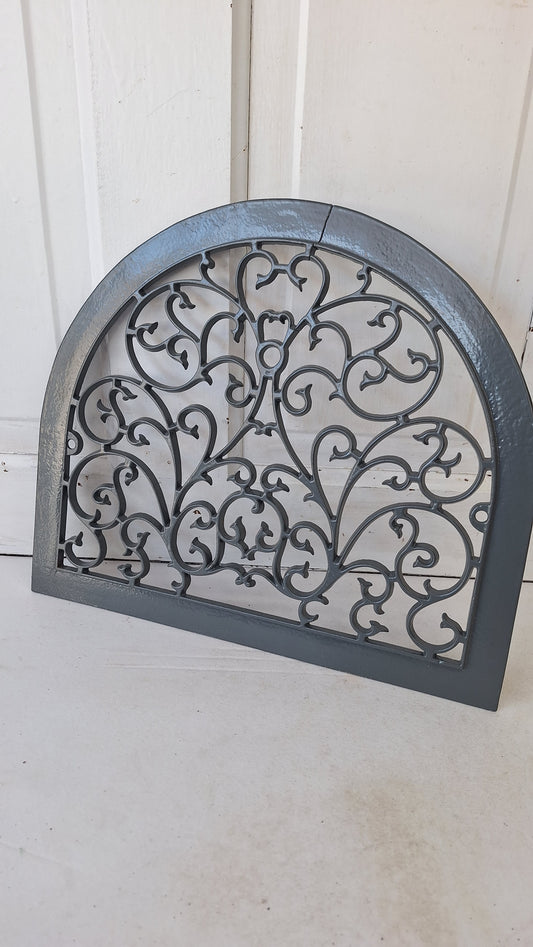 Victorian Era Arched Wall Vent Cover, Antique Heat Register Iron Grate