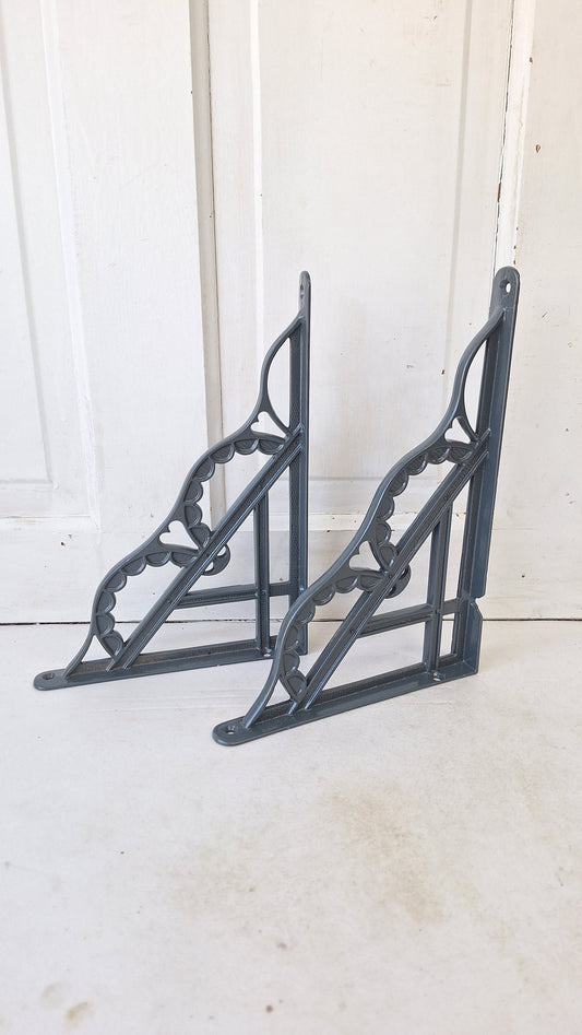 8 x 12 Victorian Eastlake Shelf Brackets, Antique Iron Shelf Supports