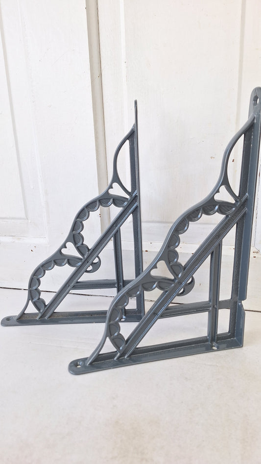 8 x 12 Victorian Eastlake Shelf Brackets, Antique Iron Shelf Supports