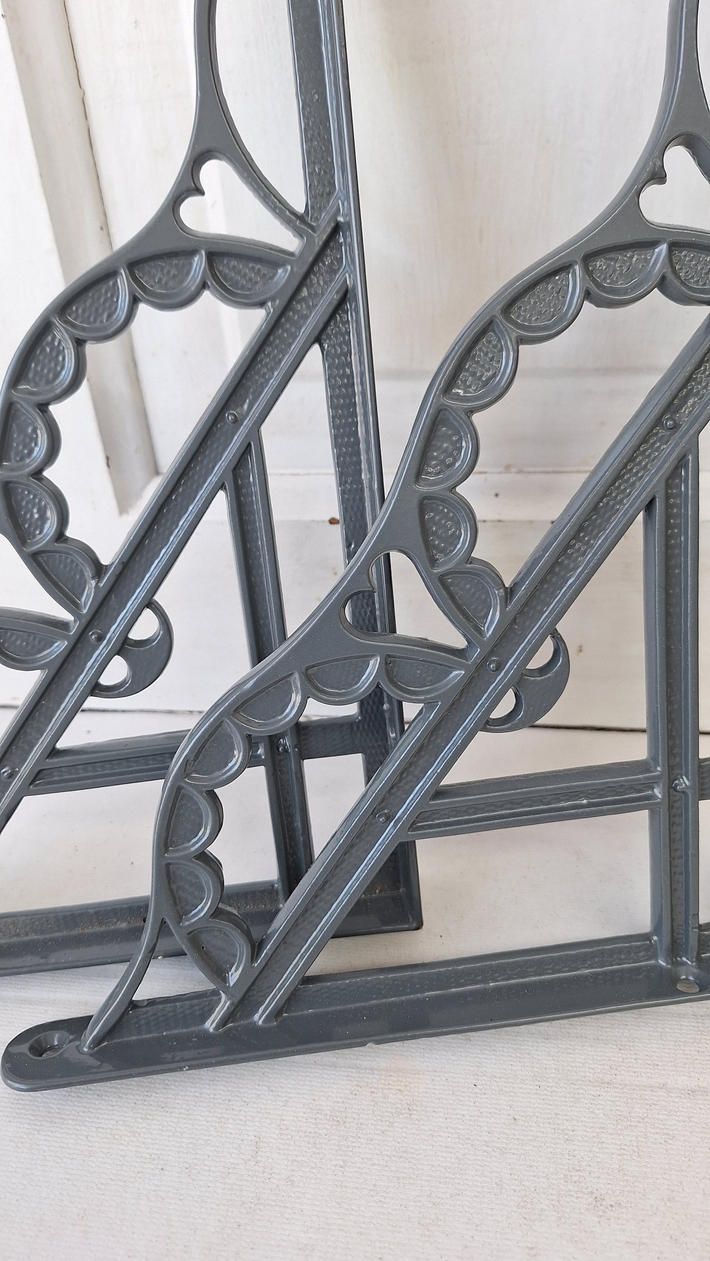 8 x 12 Victorian Eastlake Shelf Brackets, Antique Iron Shelf Supports