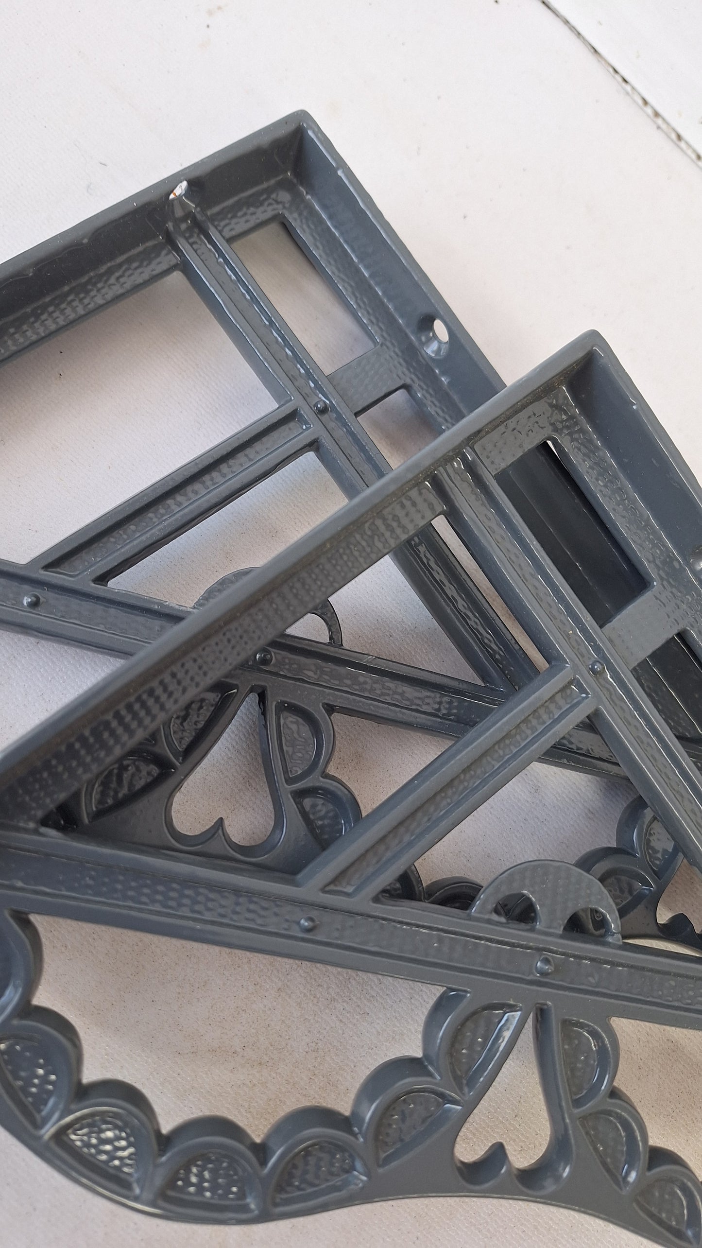 8 x 12 Victorian Eastlake Shelf Brackets, Antique Iron Shelf Supports