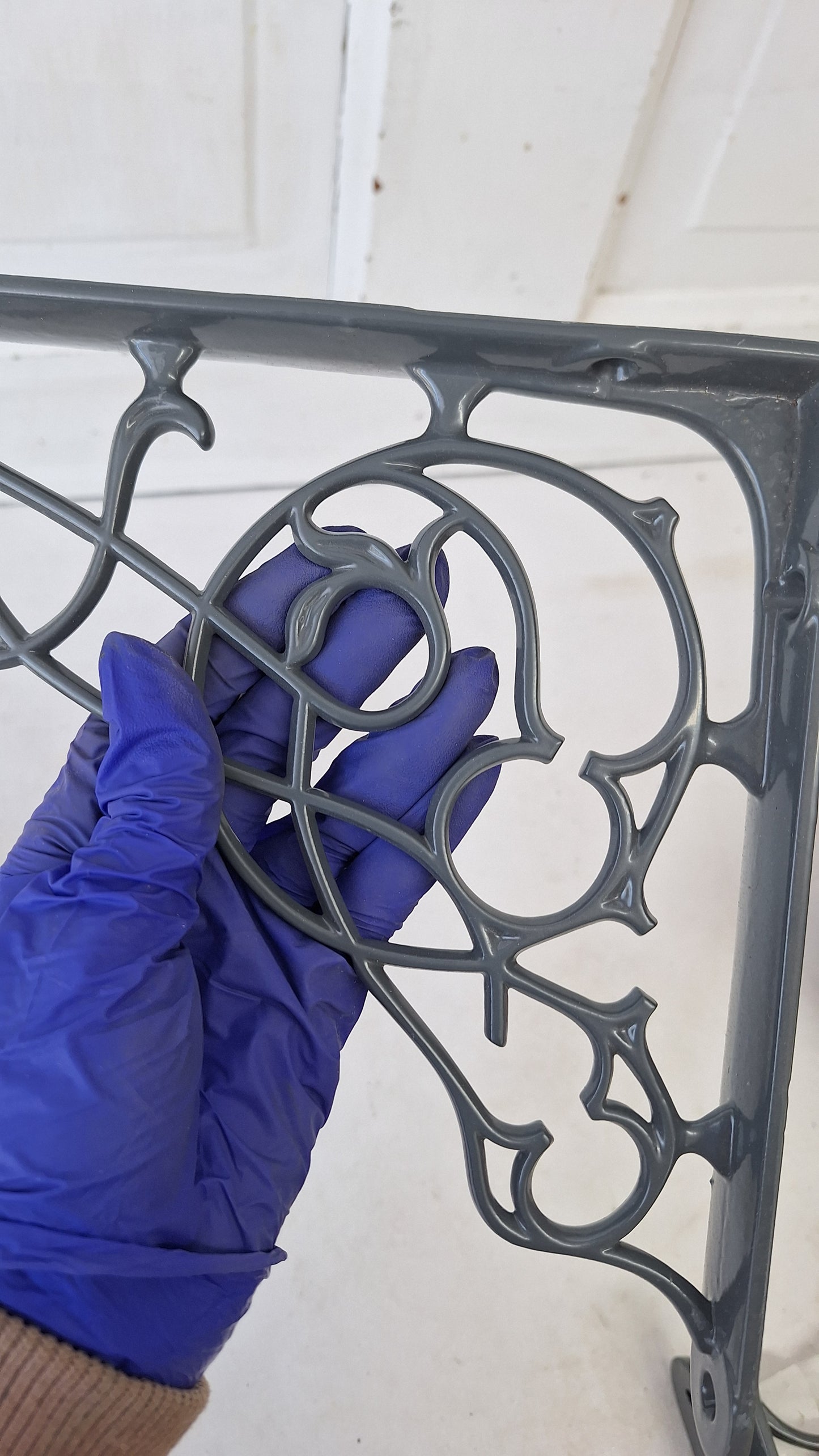 8 x 10 Antique Iron Shelf Brackets, Floral Design Victorian Shelf Supports