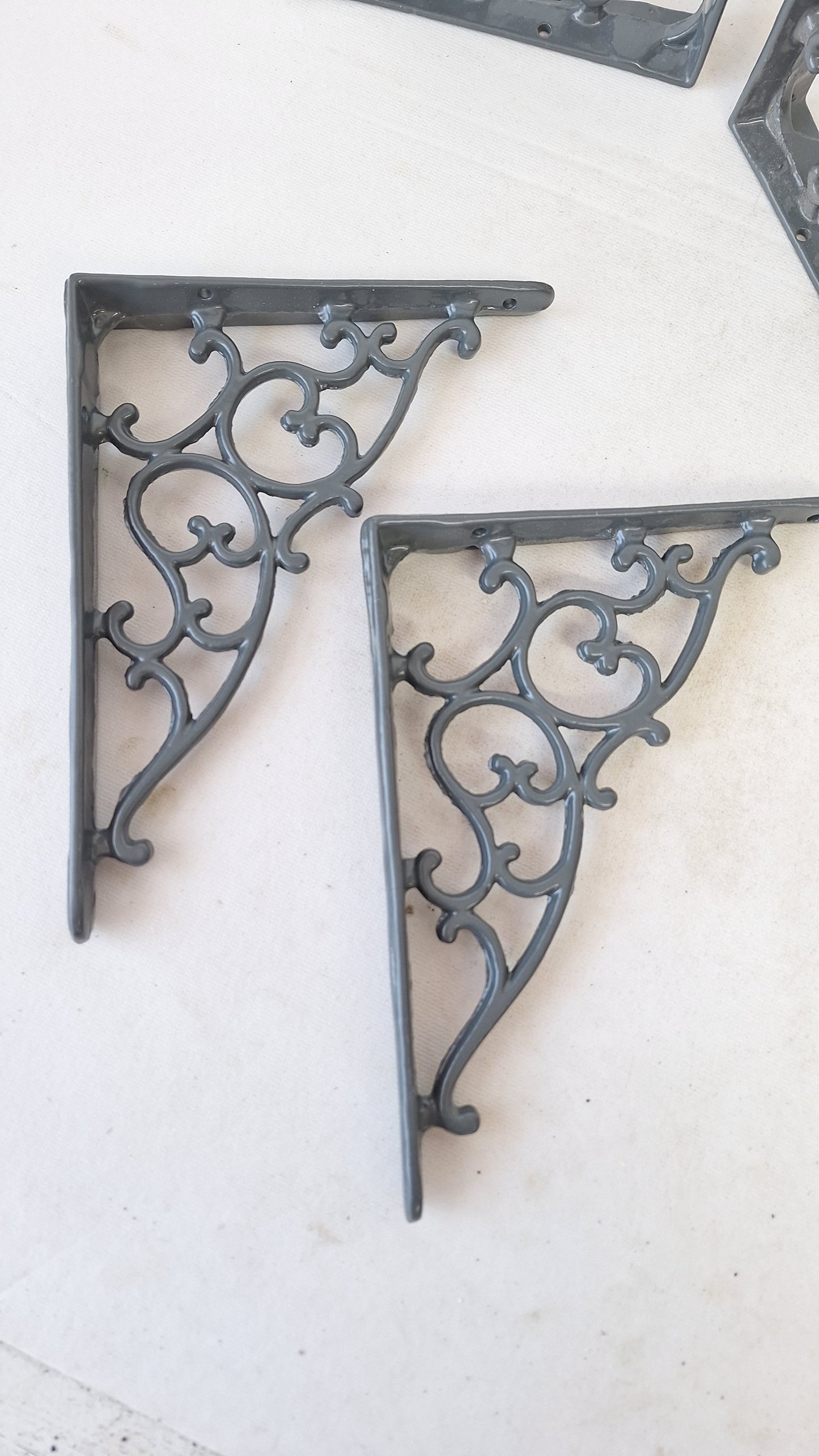 Two Victorian Era Antique Shelf Brackets, Pair of Small Iron Shelf Supports