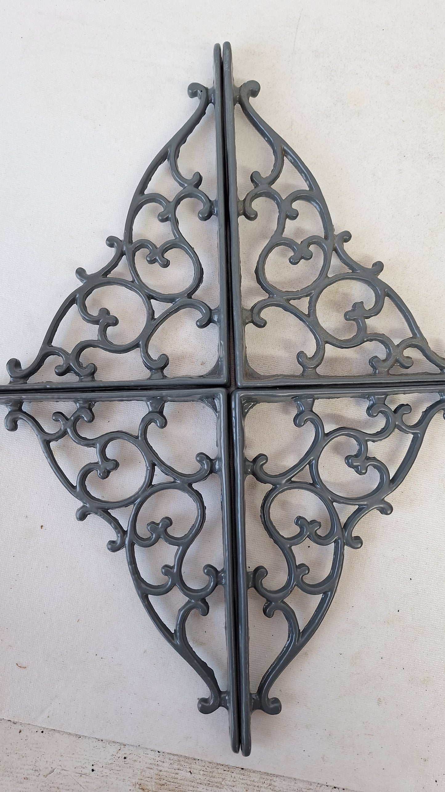 Two Victorian Era Antique Shelf Brackets, Pair of Small Iron Shelf Supports