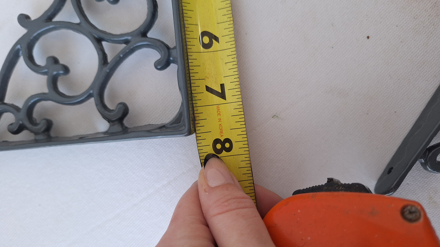 Two Victorian Era Antique Shelf Brackets, Pair of Small Iron Shelf Supports