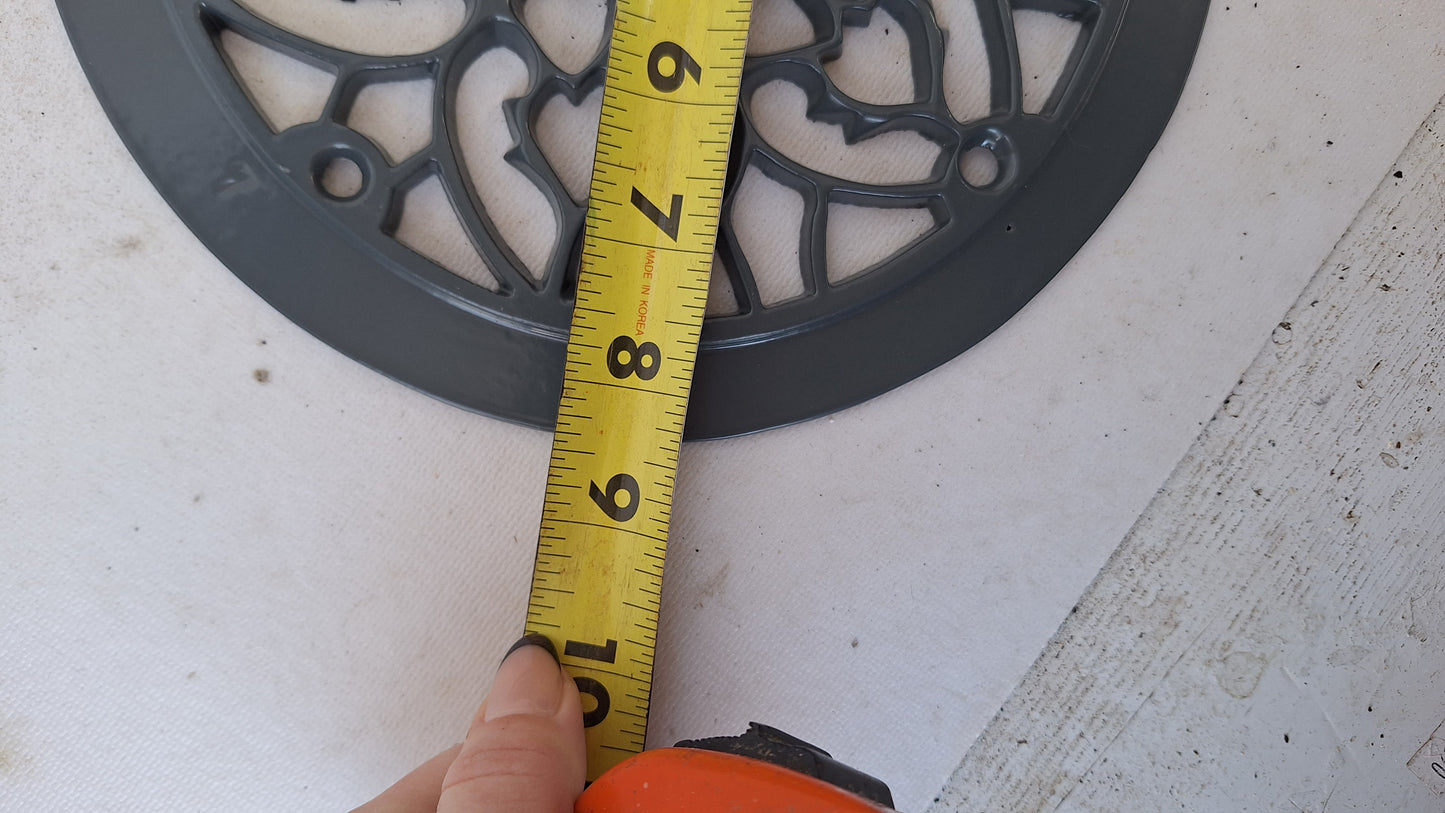 9" Round Antique Vent Cover, Circle Cast Iron Register Grate