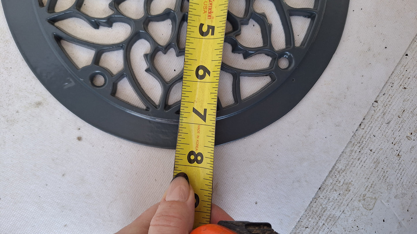 9" Round Antique Vent Cover, Circle Cast Iron Register Grate