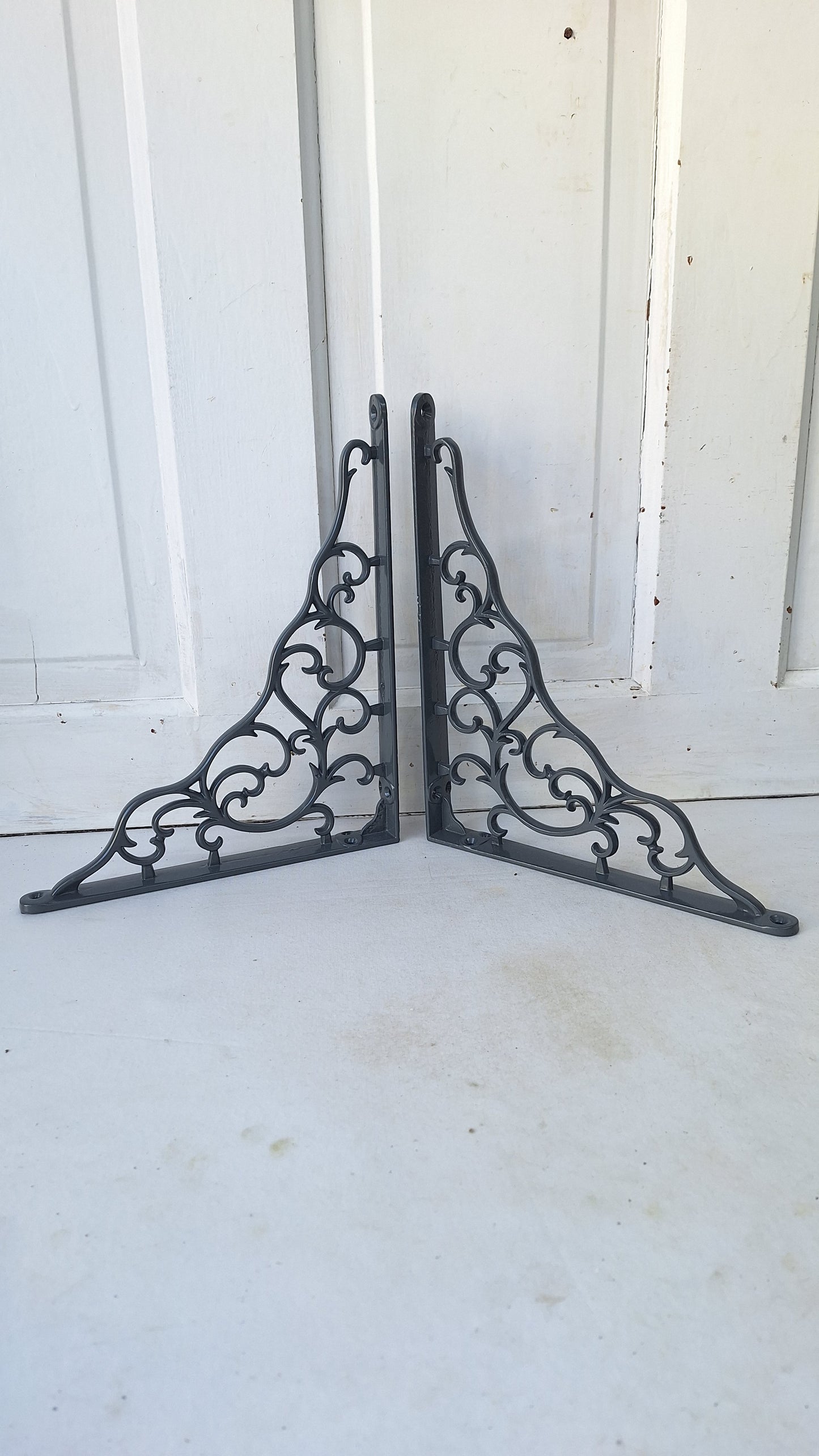 10 x 12 Large Iron Shelf Brackets, Antique Victorian Shelf Supports