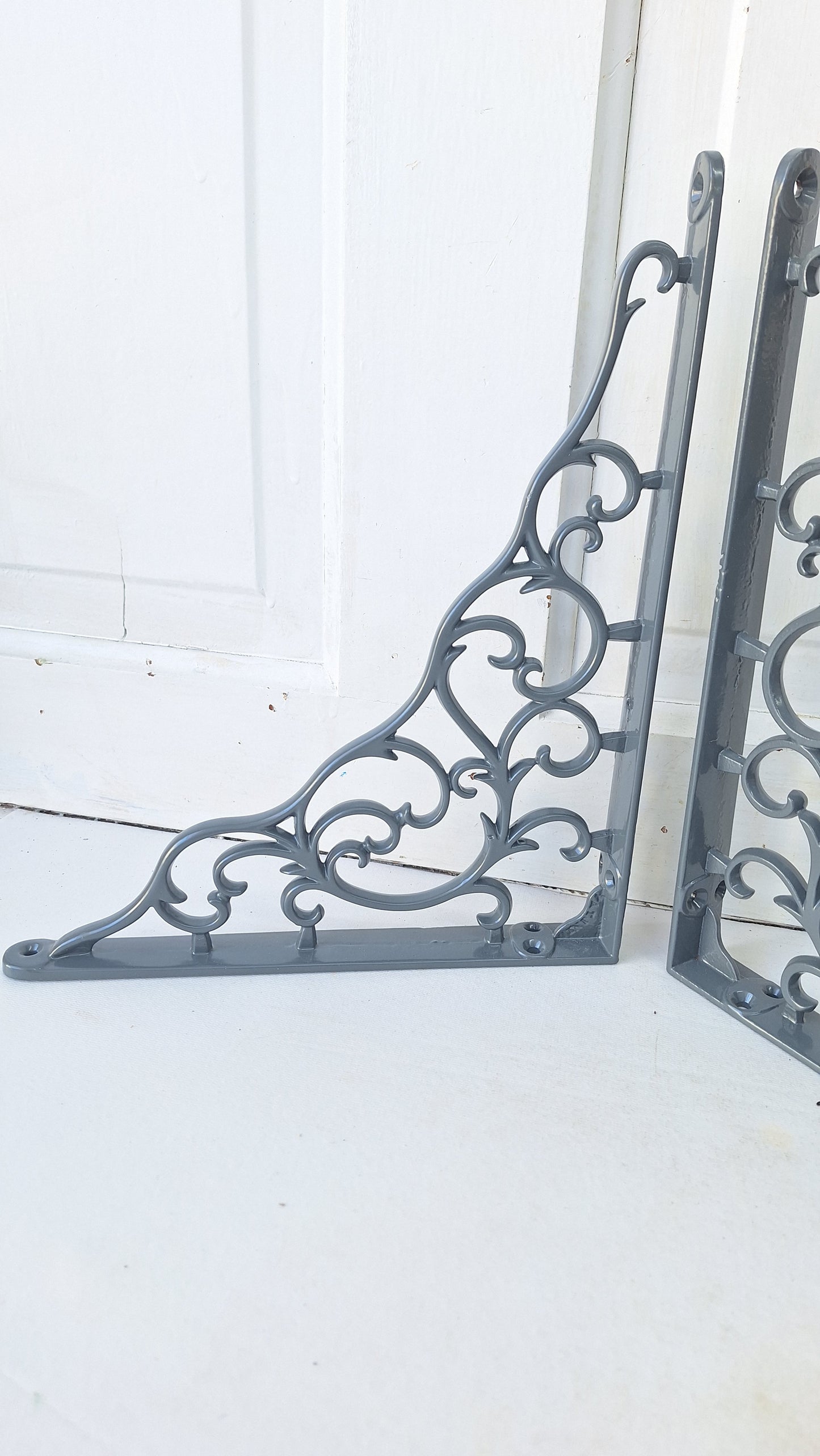 10 x 12 Large Iron Shelf Brackets, Antique Victorian Shelf Supports