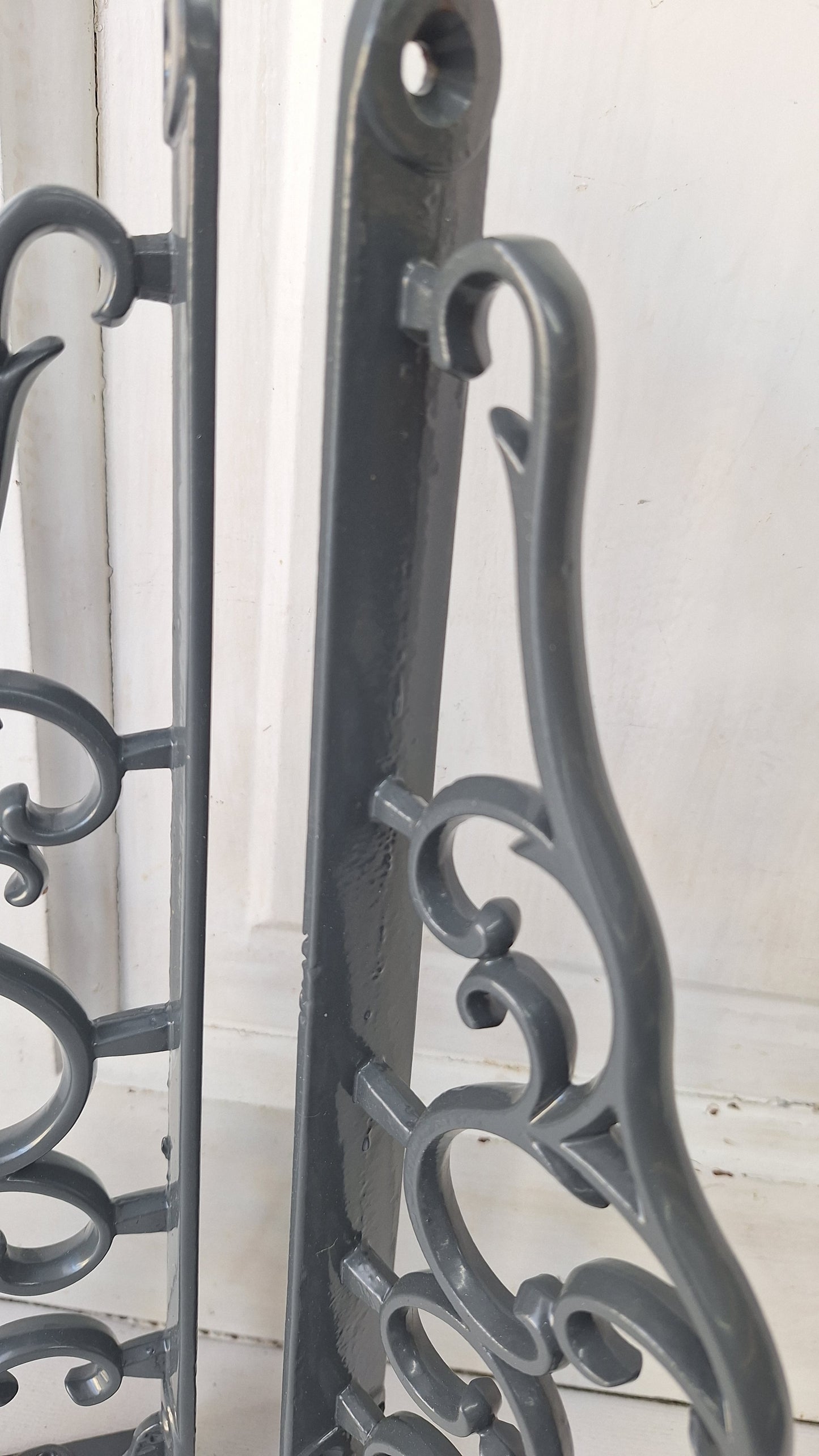 10 x 12 Large Iron Shelf Brackets, Antique Victorian Shelf Supports