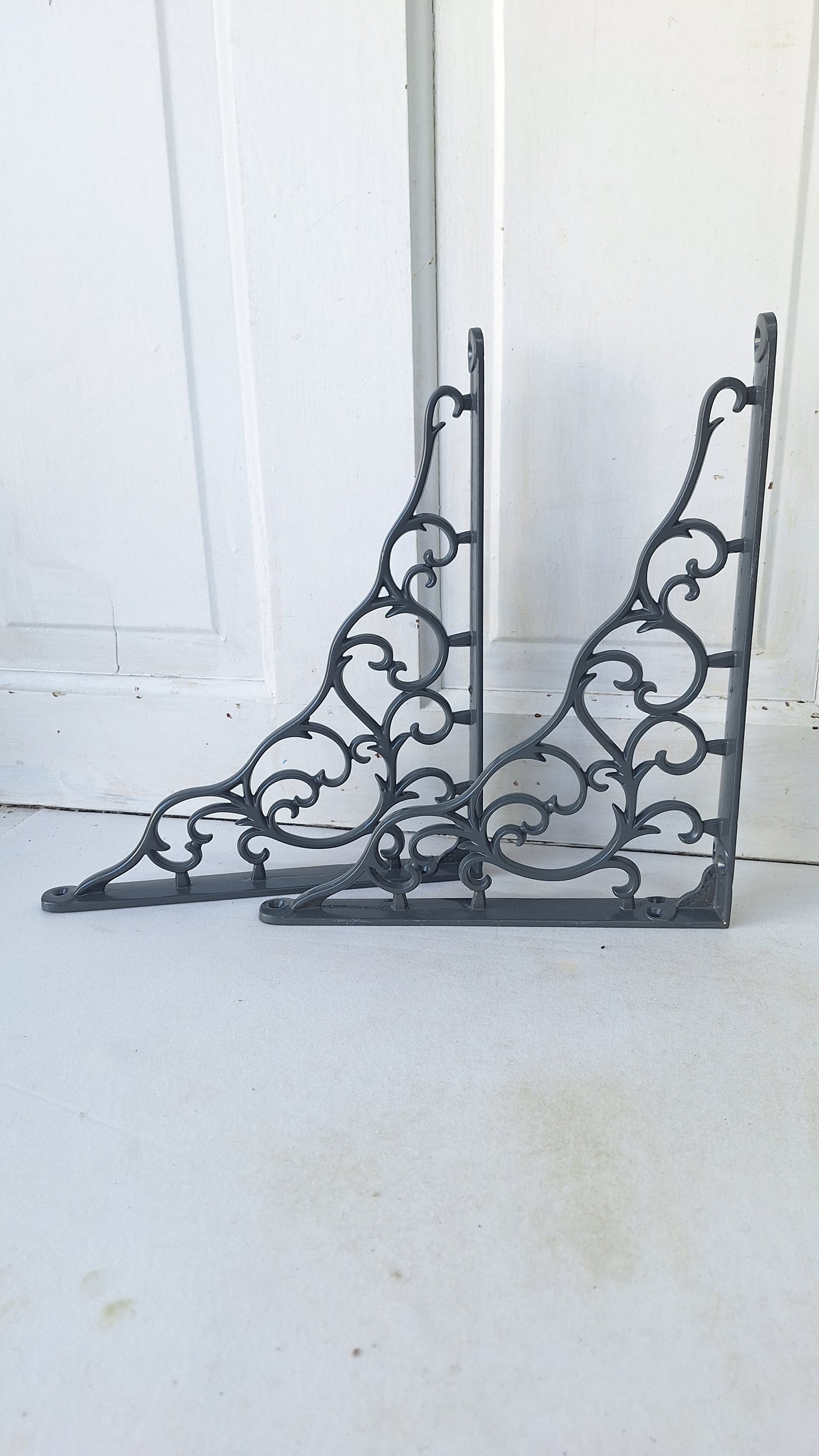 10 x 12 Large Iron Shelf Brackets, Antique Victorian Shelf Supports
