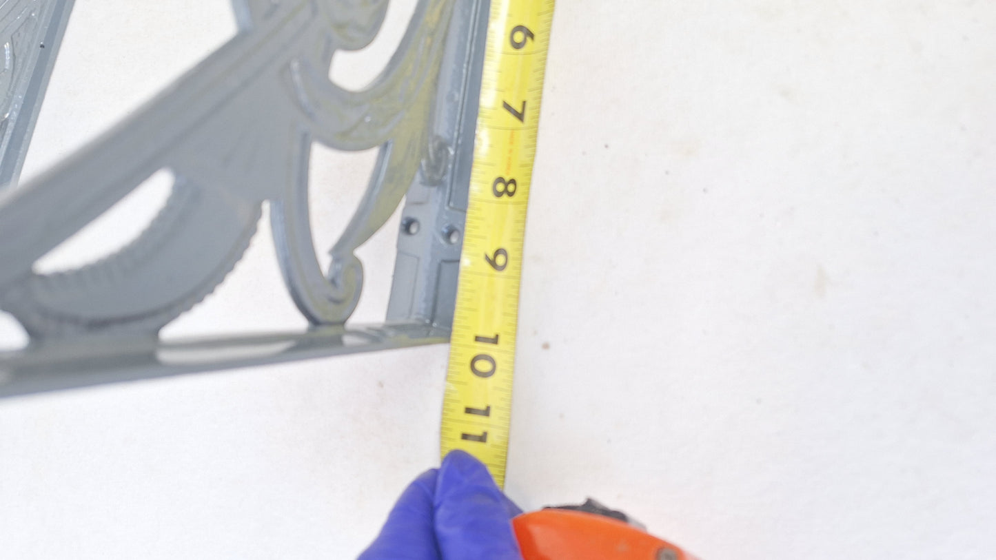 8 x 10 Victorian Eastlake Shelf Brackets, Antique Iron Shelf Supports