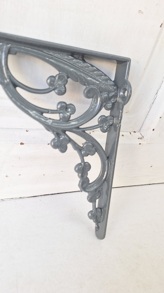One Victorian Era Feather Design Bracket, Antique Cast Iron Shelf Support