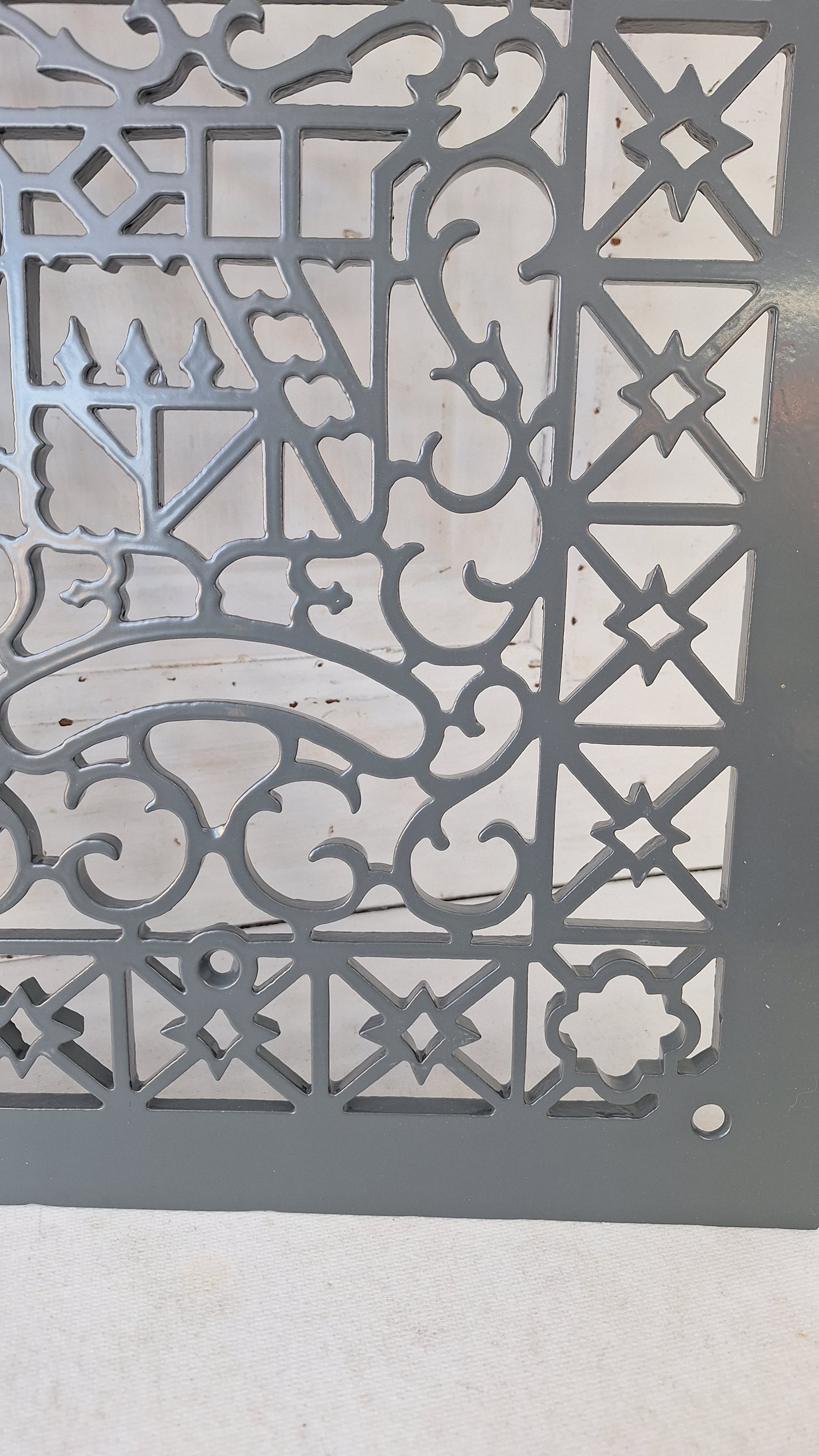 Large 12 x 14 Fancy Design Vent Cover, Vintage Cast Iron Register