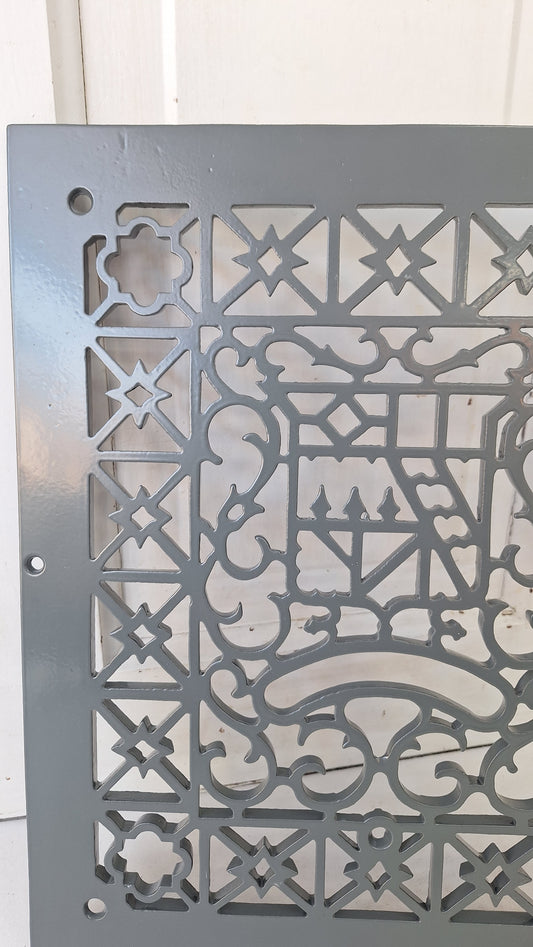 Large 12 x 14 Fancy Design Vent Cover, Vintage Cast Iron Register