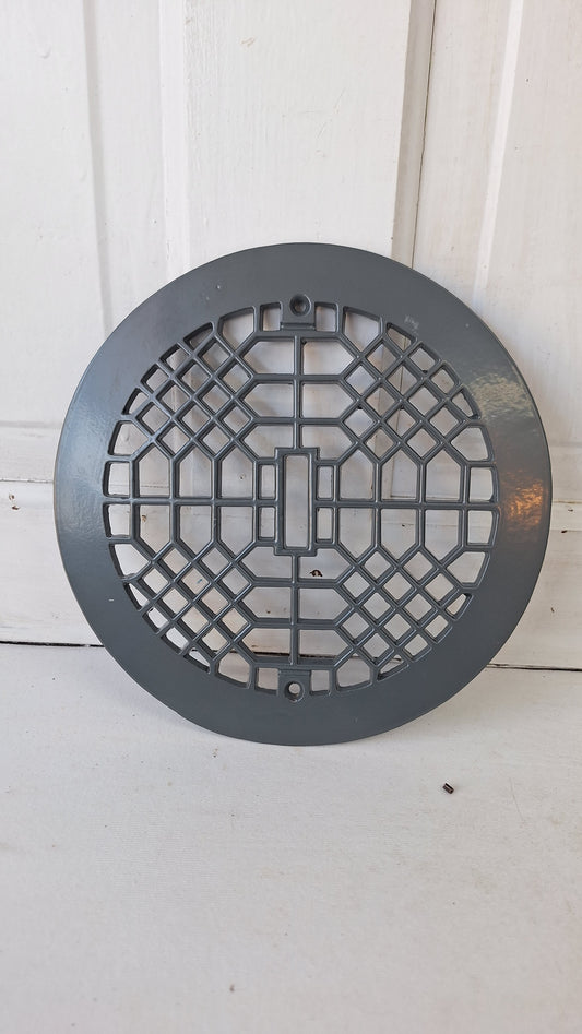 9" Round Antique Vent Cover, Circle Cast Iron Register Grate