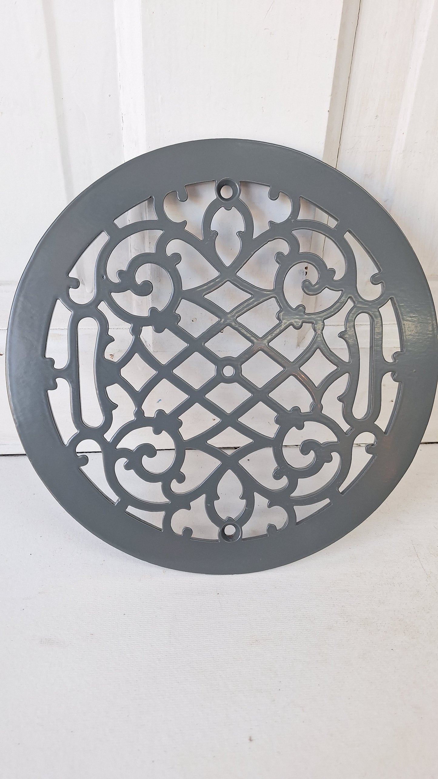 10" Round Antique Vent Cover, Circle Cast Iron Register Grate