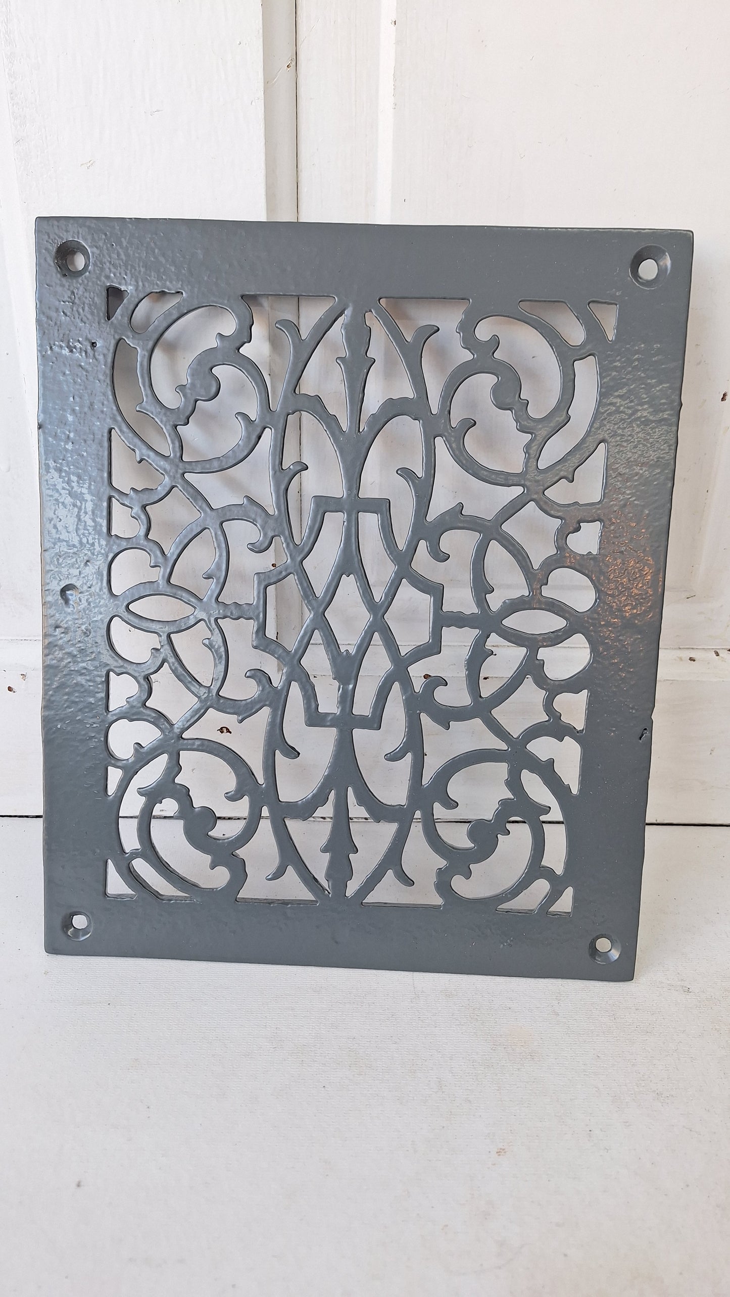 10 x 12" Fancy Pattern Antique Vent Cover, Cast Iron Ornate Heating Grate Cover