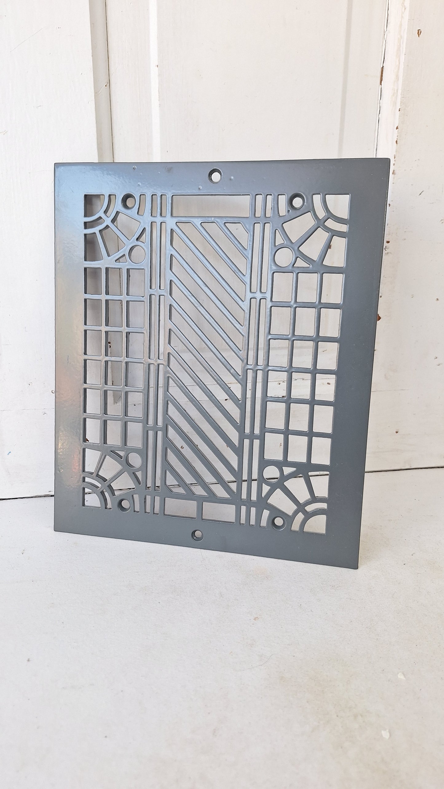 10 x 12 Geometric Design Iron Vent Cover, Antique Register Cover