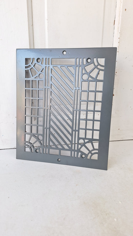 10 x 12 Geometric Design Iron Vent Cover, Antique Register Cover