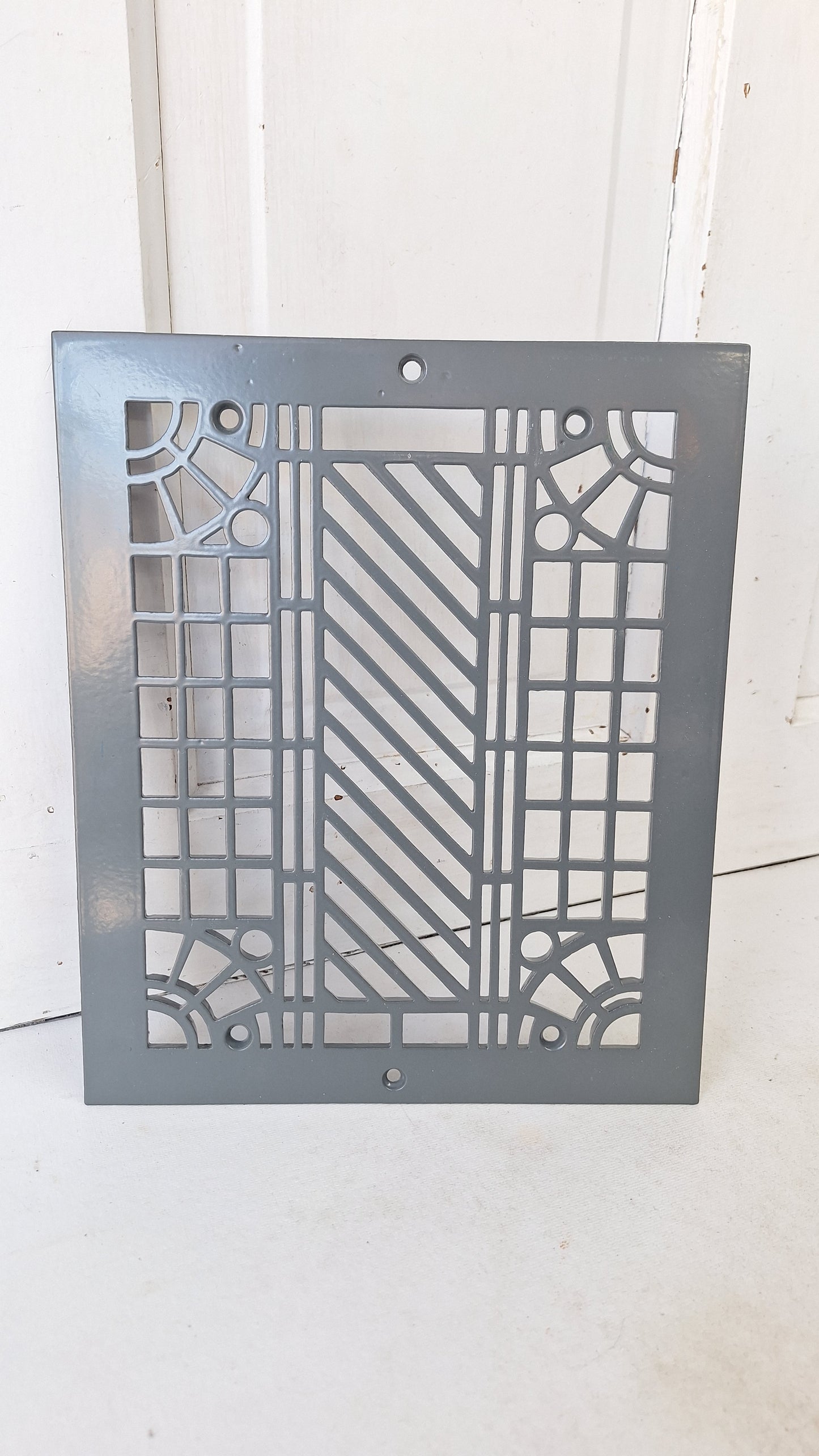 10 x 12 Geometric Design Iron Vent Cover, Antique Register Cover