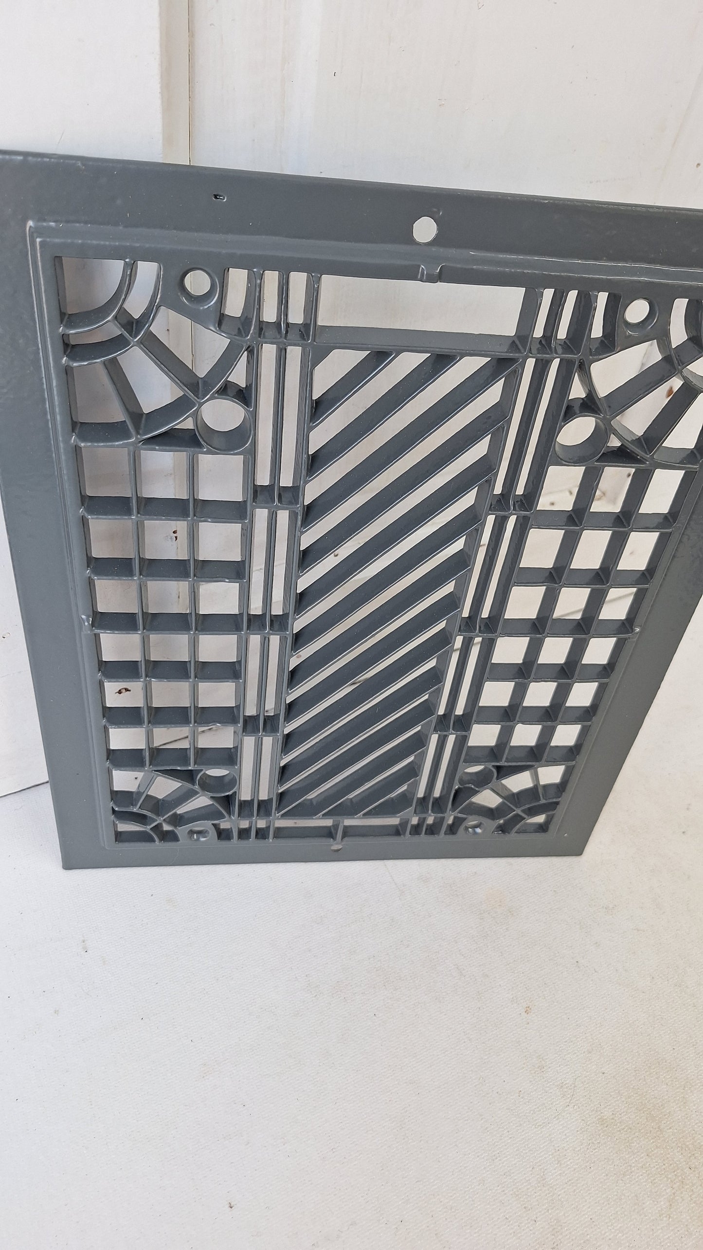 10 x 12 Geometric Design Iron Vent Cover, Antique Register Cover