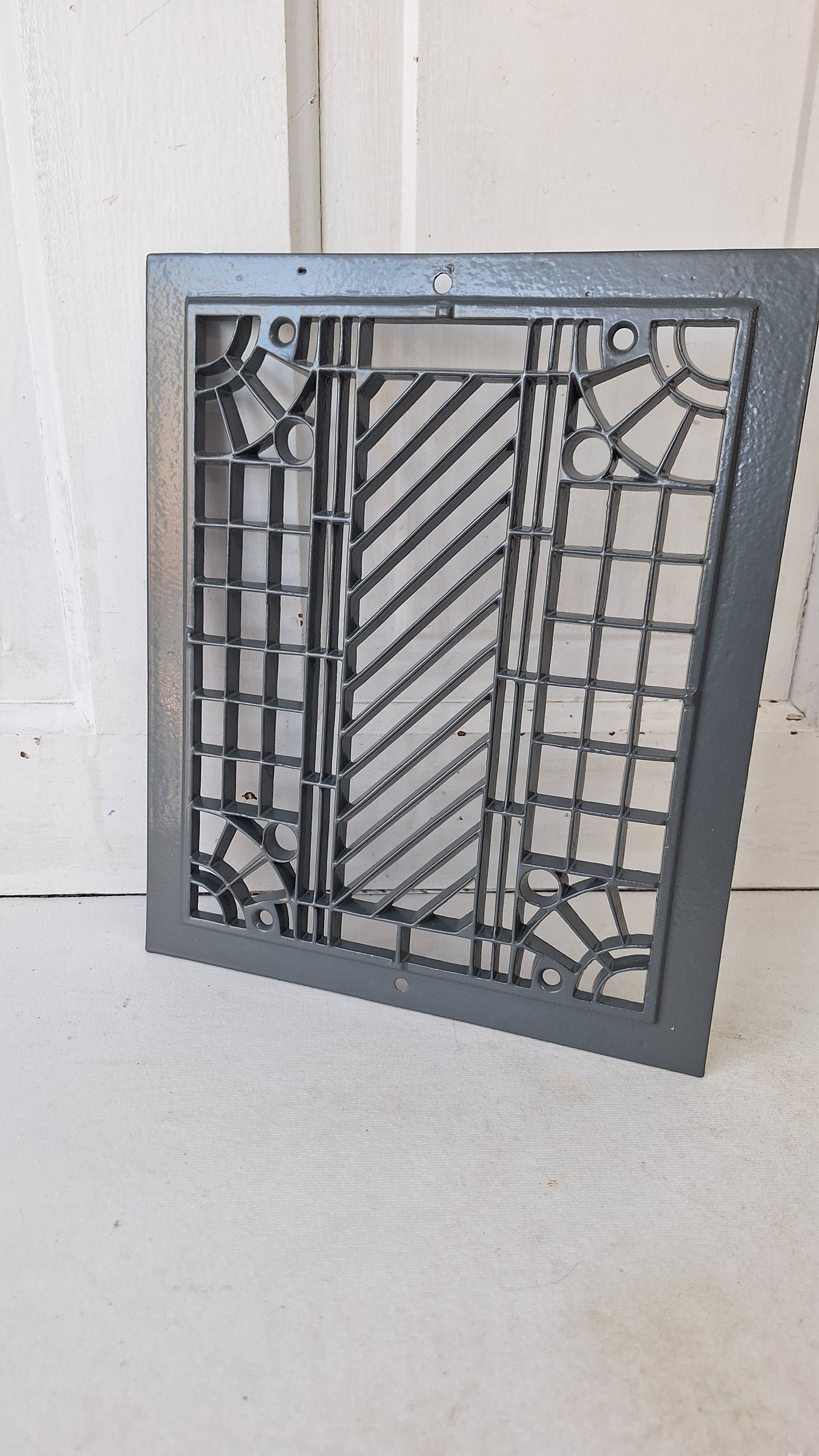 10 x 12 Geometric Design Iron Vent Cover, Antique Register Cover