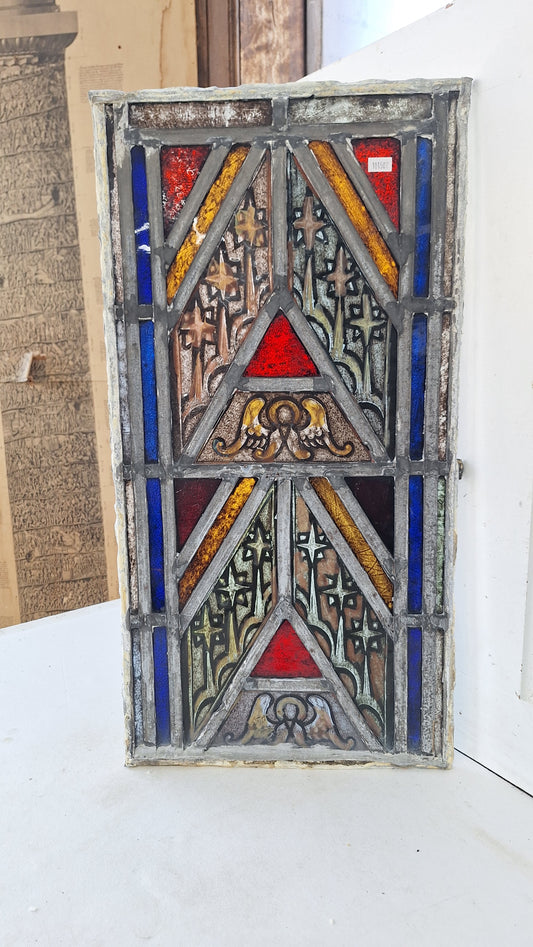Angel and Star Antique Stained Glass, Vintage Church Windows