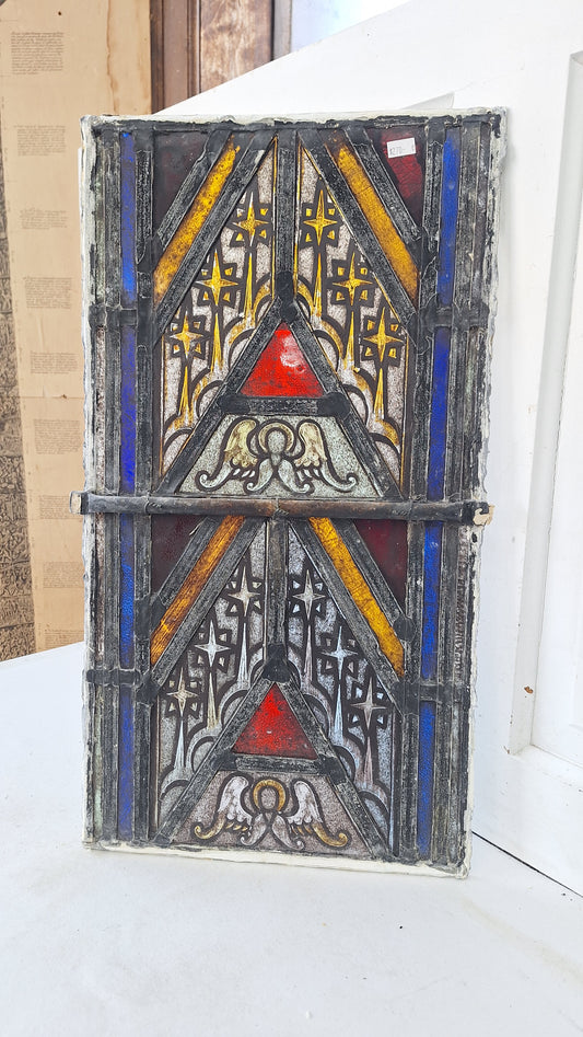 Angel and Star Antique Stained Glass, Vintage Church Windows