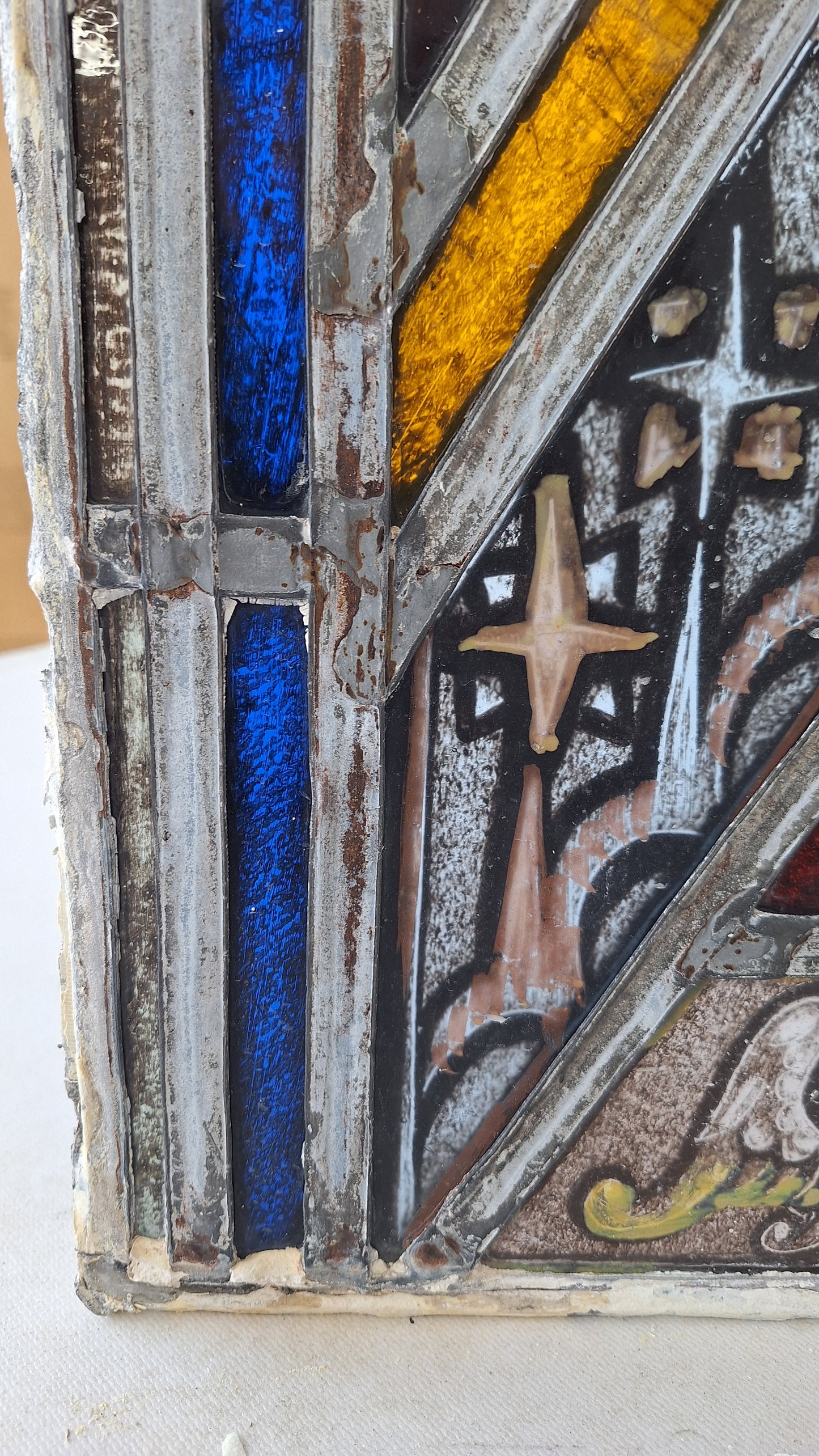 Angel and Star Antique Stained Glass, Vintage Church Windows