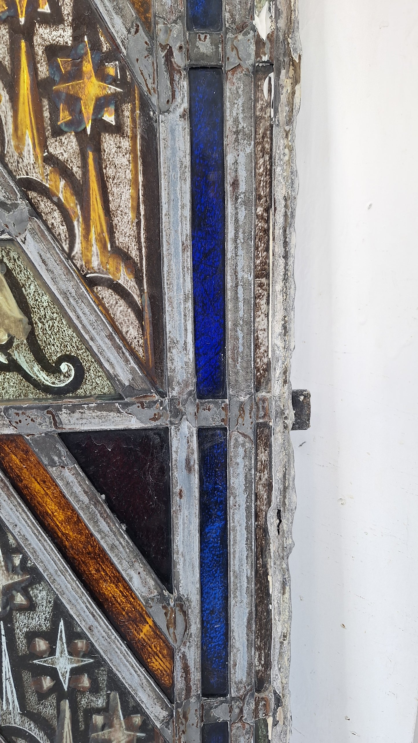 Angel and Star Antique Stained Glass, Vintage Church Windows