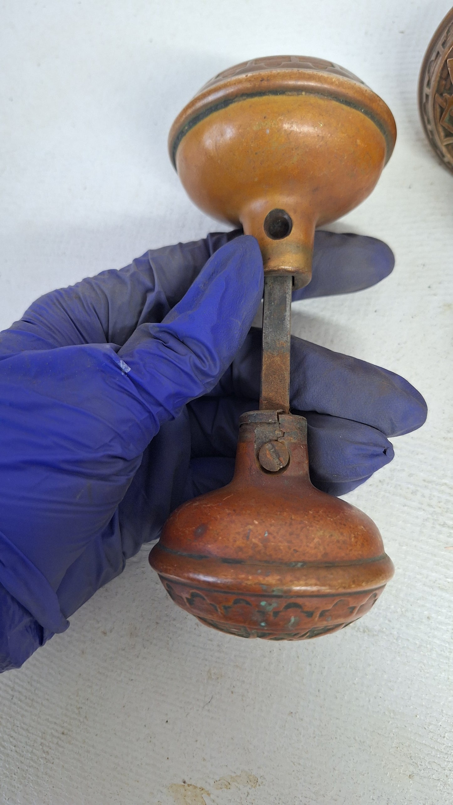 Pair of Wrought Bronze Norwalk Doorknobs, Two Ornate Bronze Doorknobs