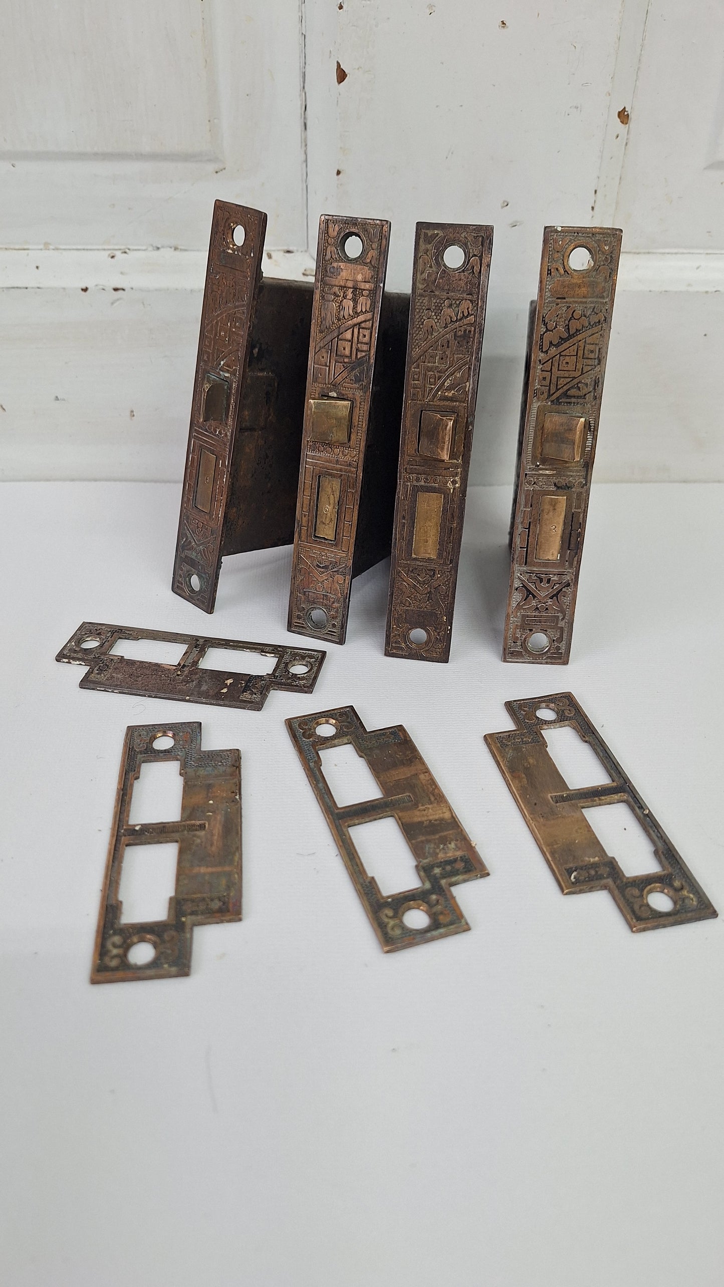 Ceylon Pattern Antique Mortise Lock, Victorian Door Lock with Strike Plate