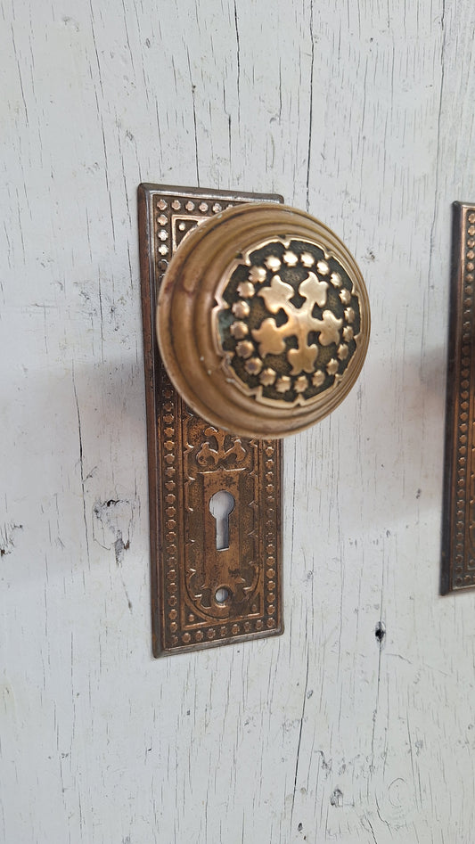 Century Pattern Door Hardware, Eastlake Backplate and Doorknobs