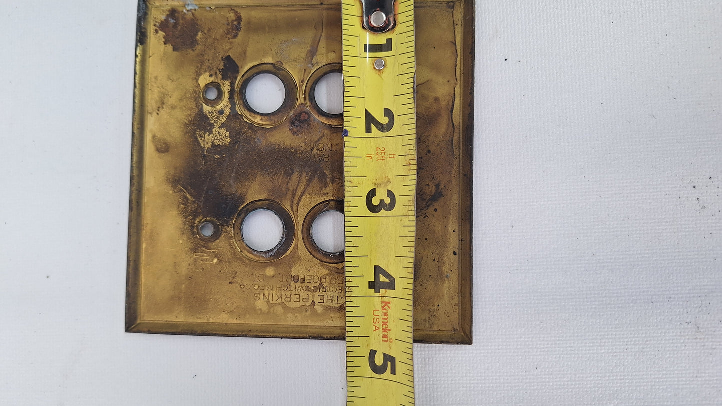 Double Push Button Switch Plate, Brass Light Switchplate